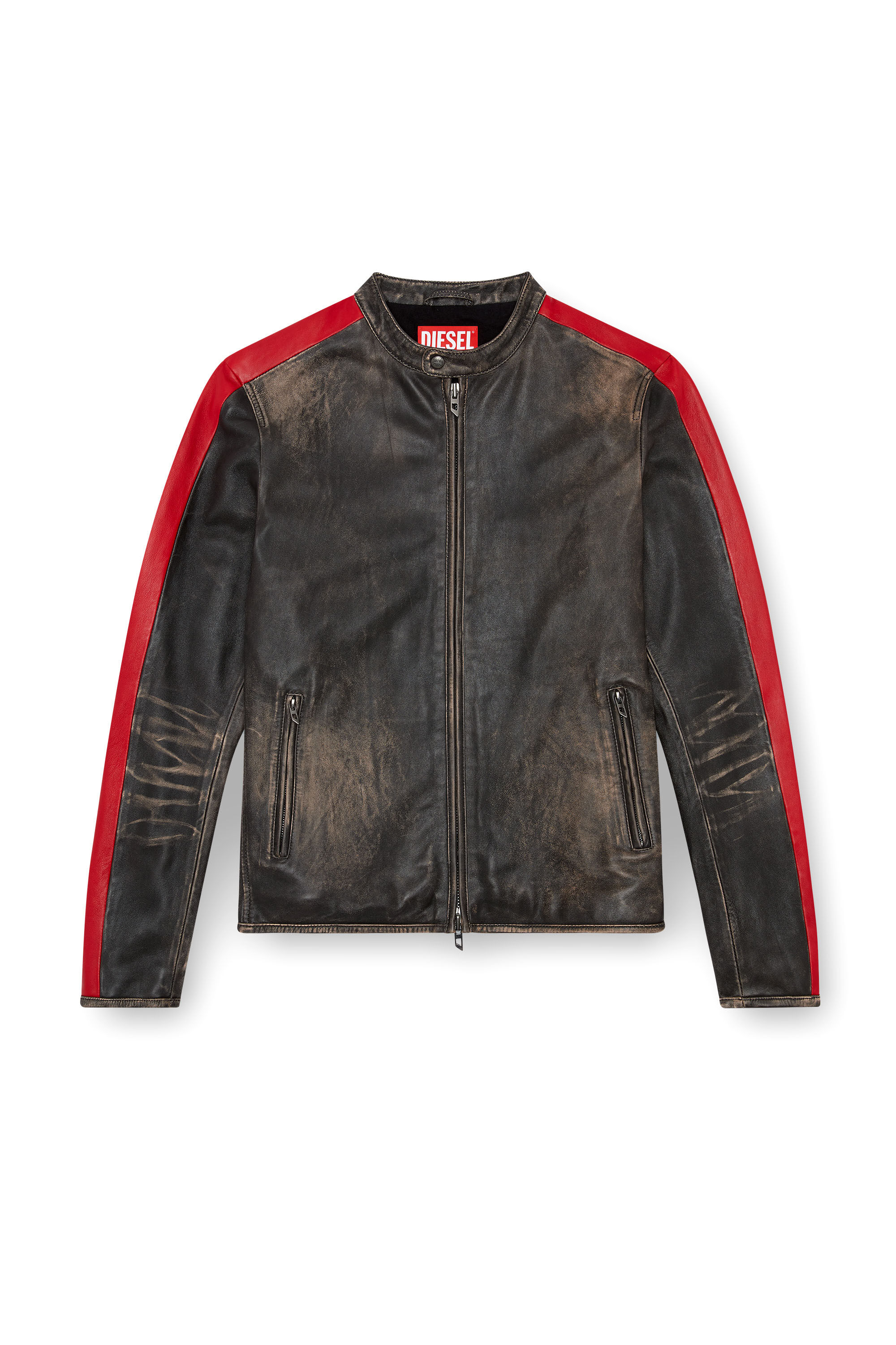 Men's Leather jacket with contrasting stripes | Multicolor