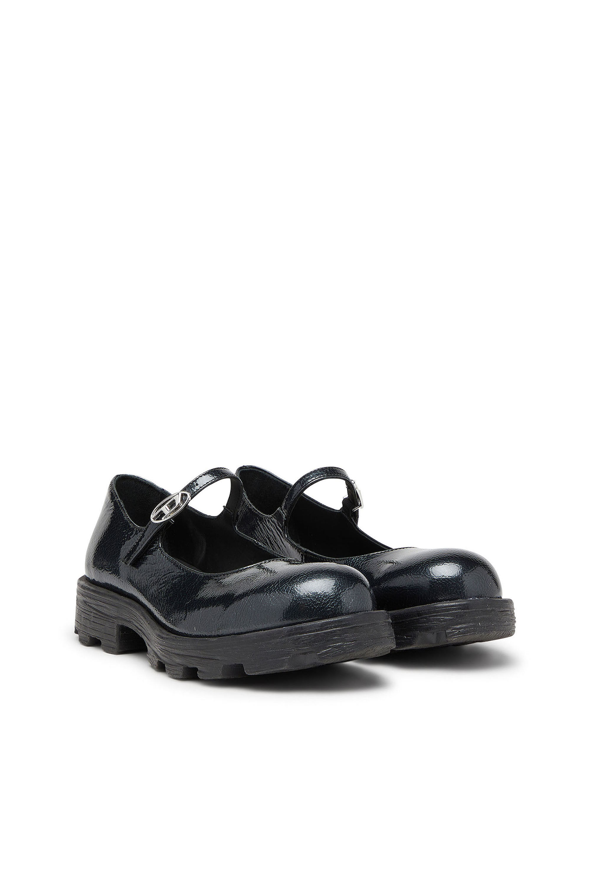 Diesel - D-HAMMER MARY JANE, Woman's D-Hammer - Lugged Mary Jane flats in patent leather in Black - 2