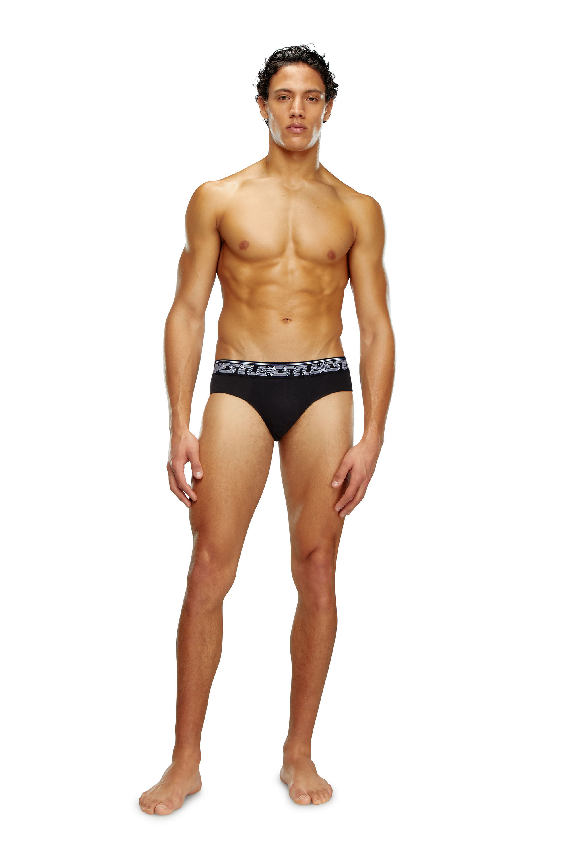 Diesel - UMBR-ANDRETHREEPACK, Man's Three-pack briefs plain and DSL-print in Black/Red - 1