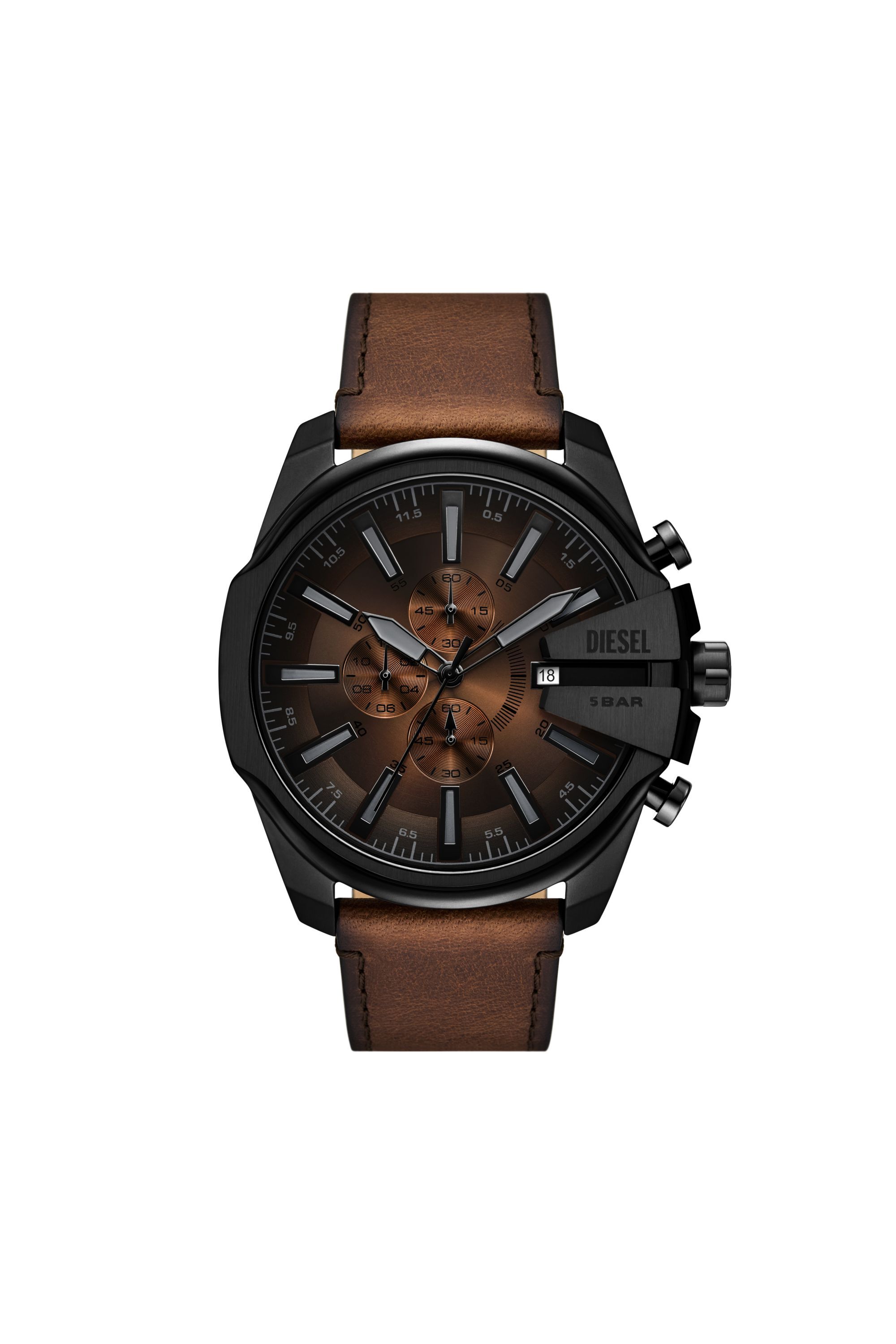 Men's Mega Chief Slim brown leather watch | Brown | Diesel
