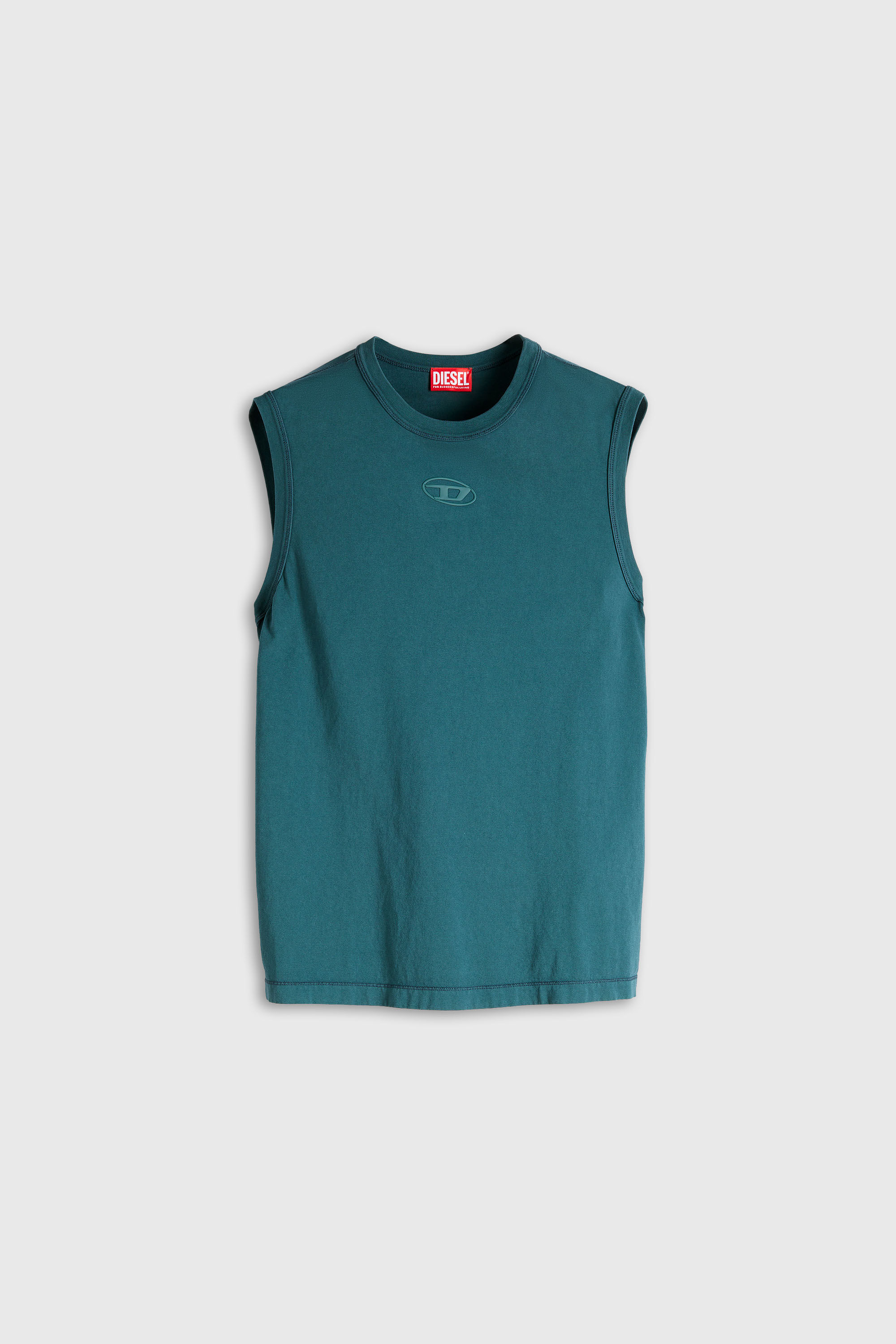 Diesel - T-BISCO-IOD, Man's Cotton tank top with metallic Oval D in Water Green - 2