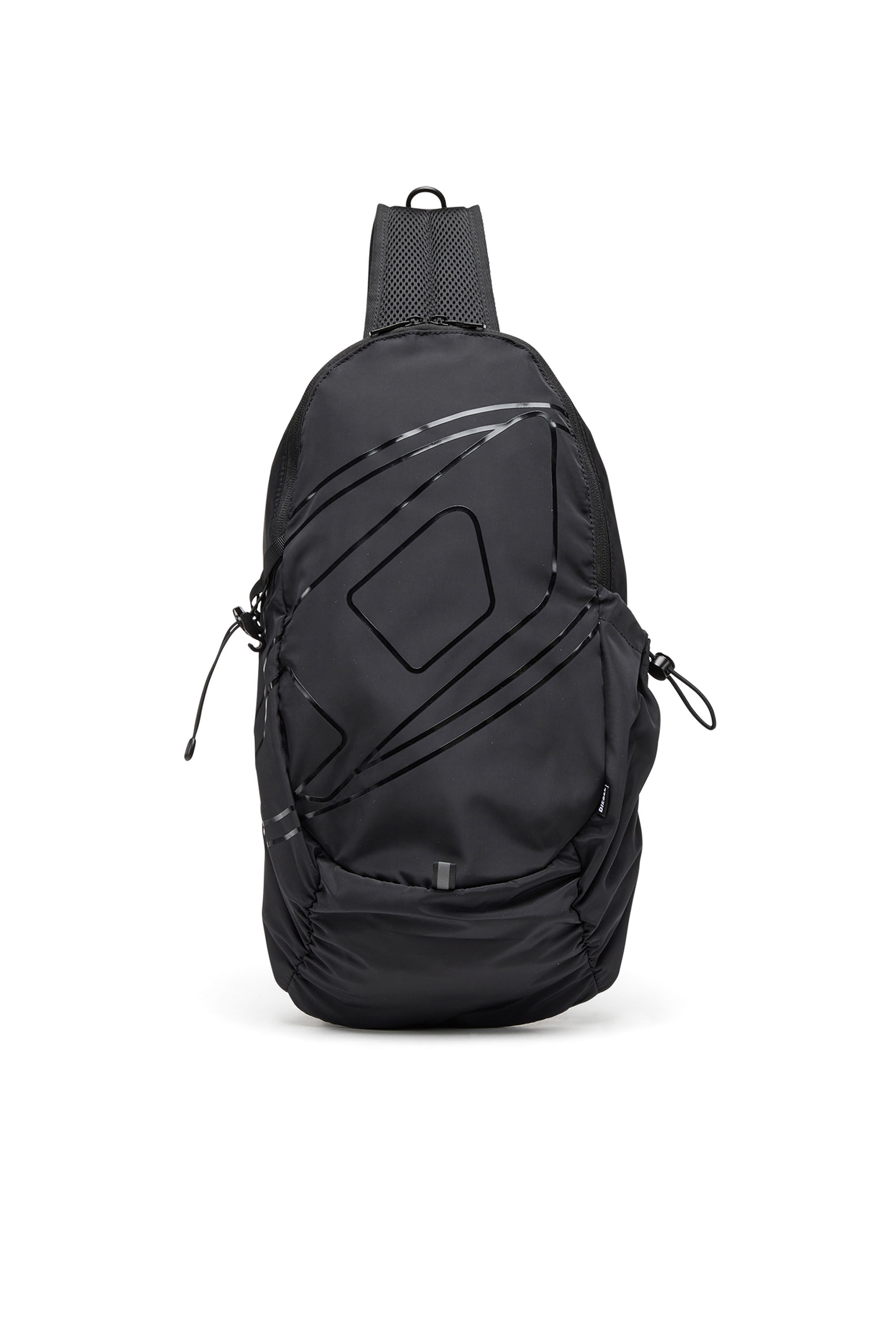 Men's Drape-Nylon sling backpack with tonal logo | Black