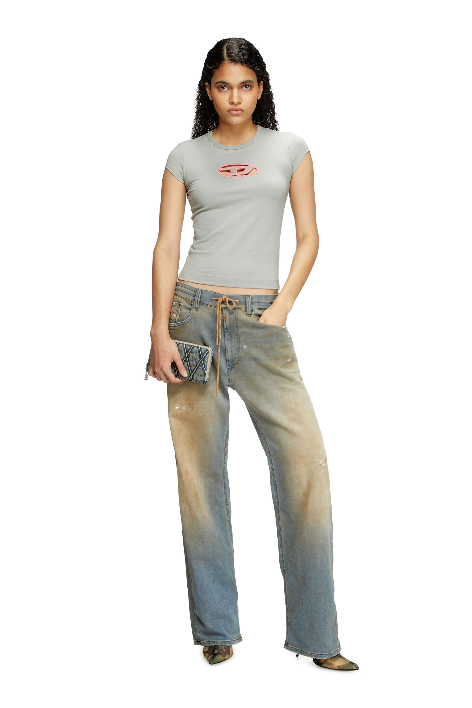 T-ANGIE Woman: Cotton T-shirt with cut-out D logo | Diesel