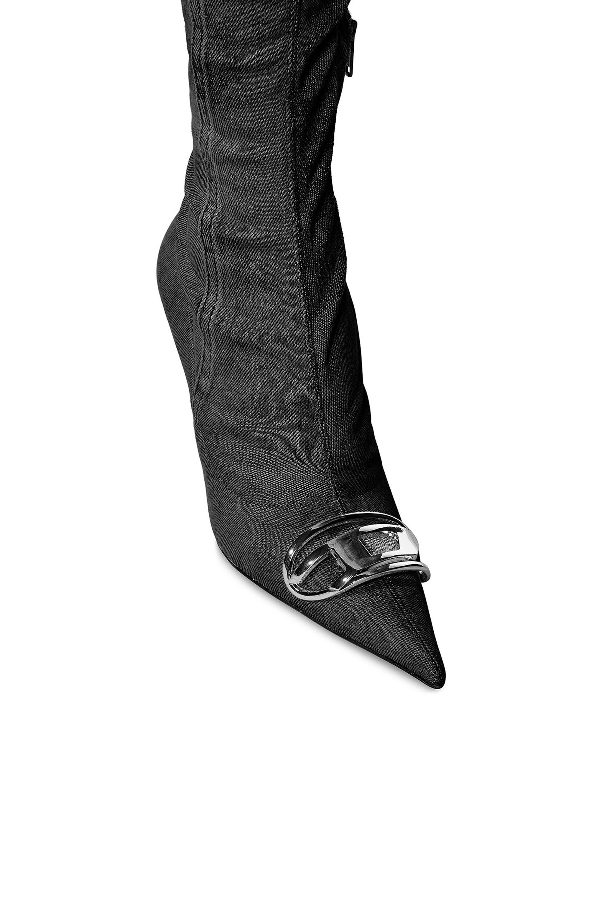 Women's D-Venus-Over-the-knee boots in stretch denim | Black | Diesel