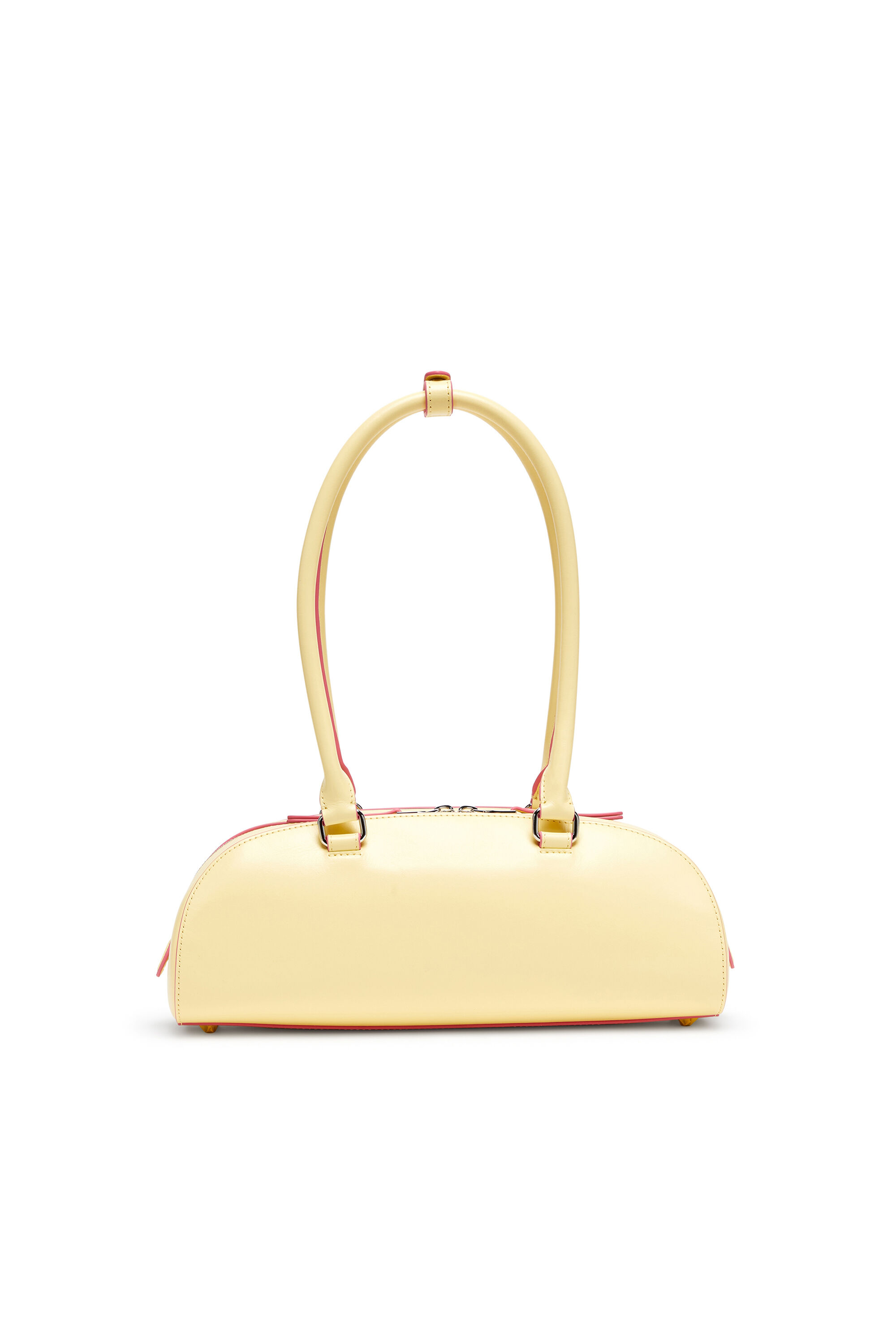 Diesel - 1DR DOME SHOULDER EW, Woman's 1DR Dome - Elongated bowling bag in leather in Yellow - 2