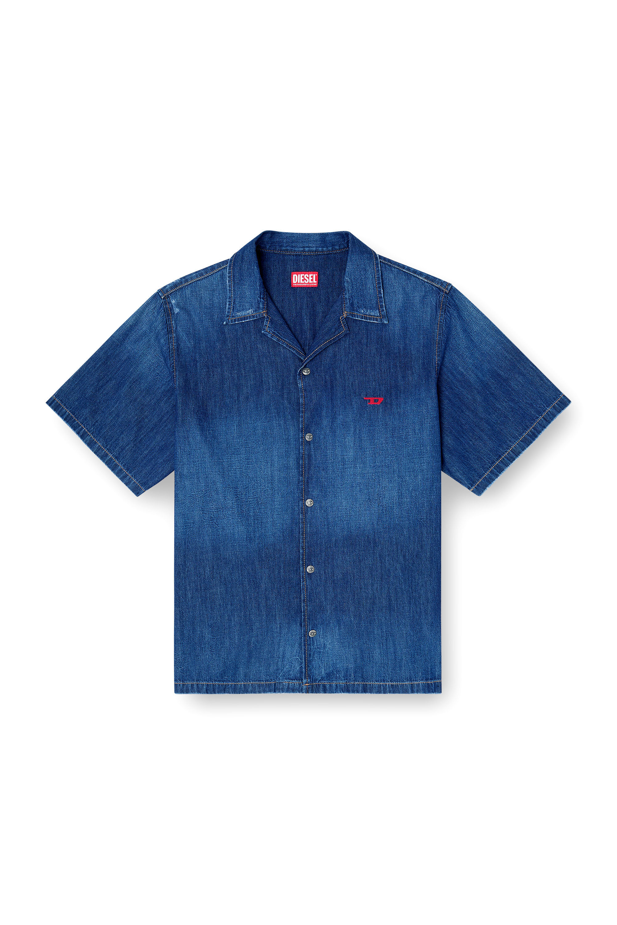 Men's Denim short-sleeve shirt | Blue | Diesel TR