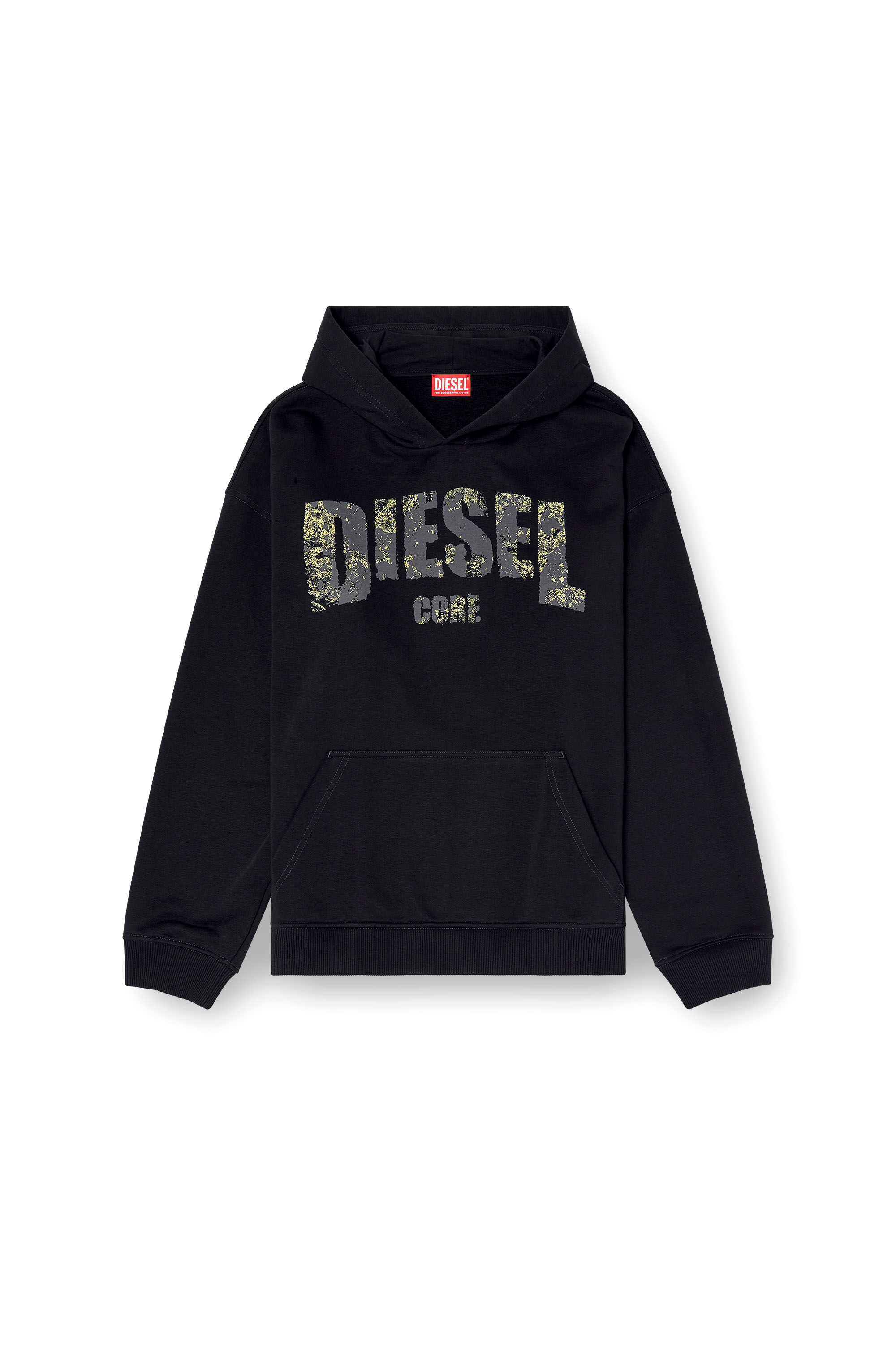 Diesel - S-BOXT-HOOD-R13, Man's Hoodie with destroyed-effect logo print in Black - 2