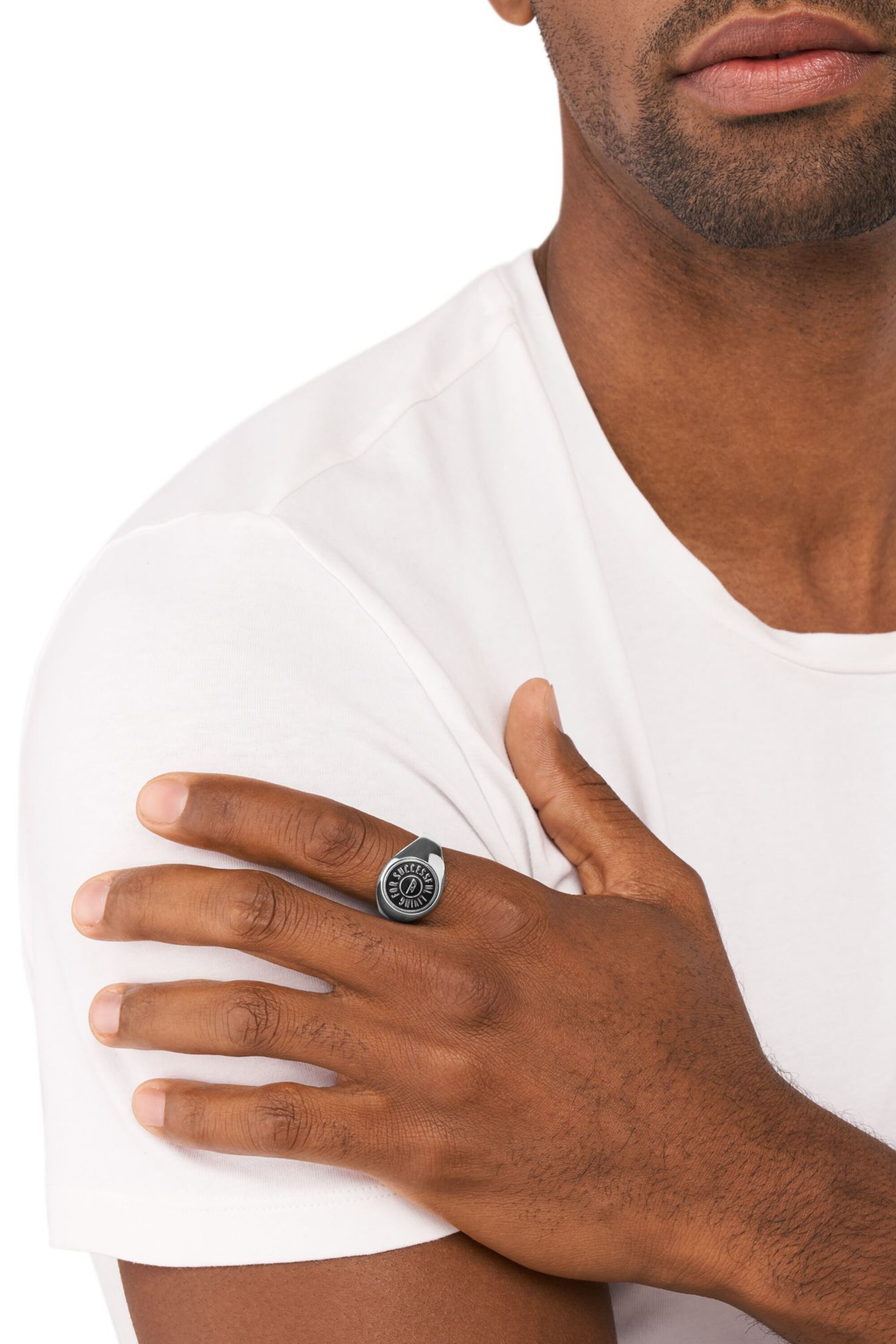 Men s Stainless steel signet ring Silver Diesel