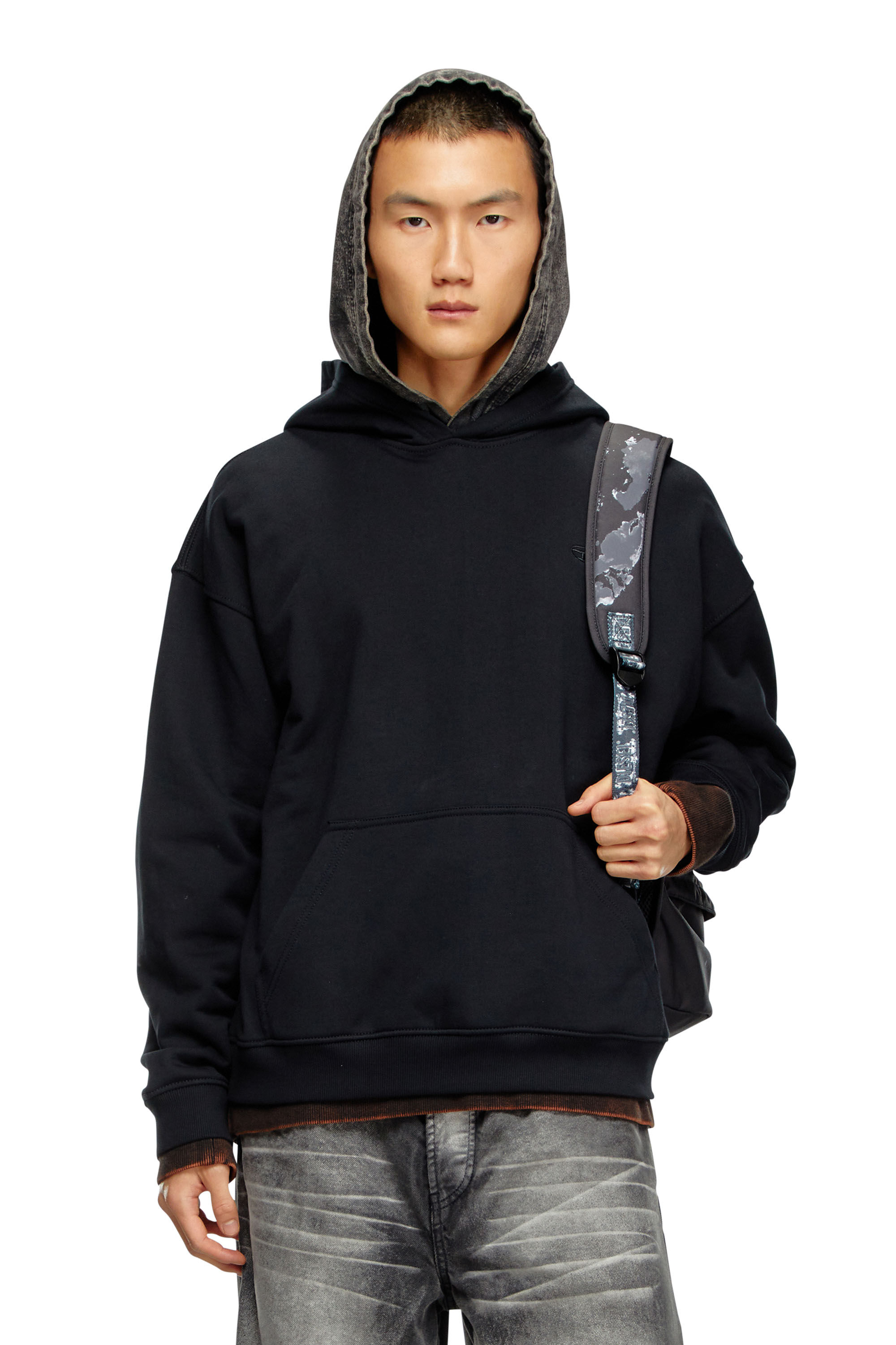 Men s Hoodie with bleached logo Multicolor Diesel