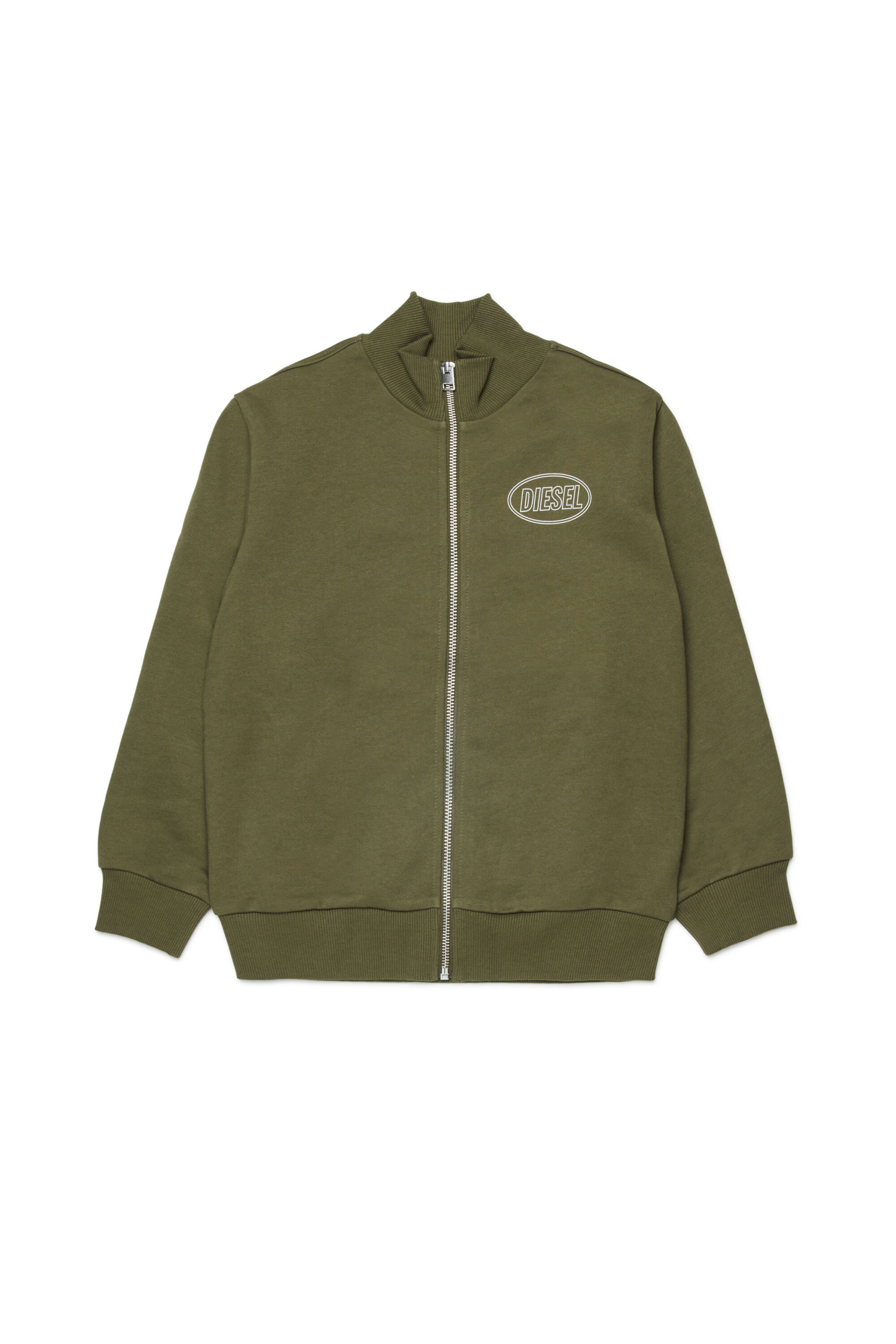 Diesel - SCIRCLEZIP OVER, Man's Cotton sweatshirt with logo print in Green - 1