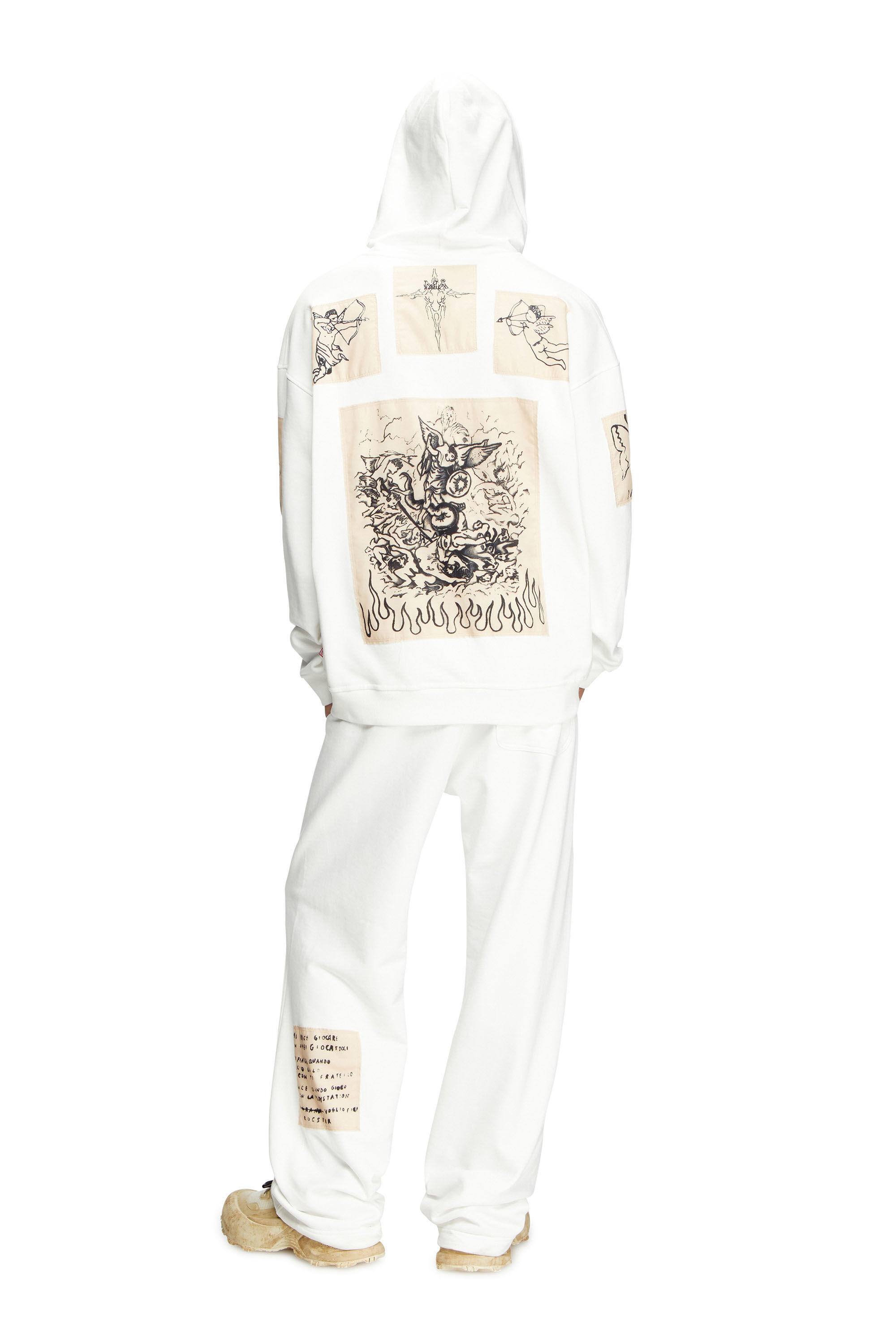 Women's Hoodie with tattoo patches | White | Diesel