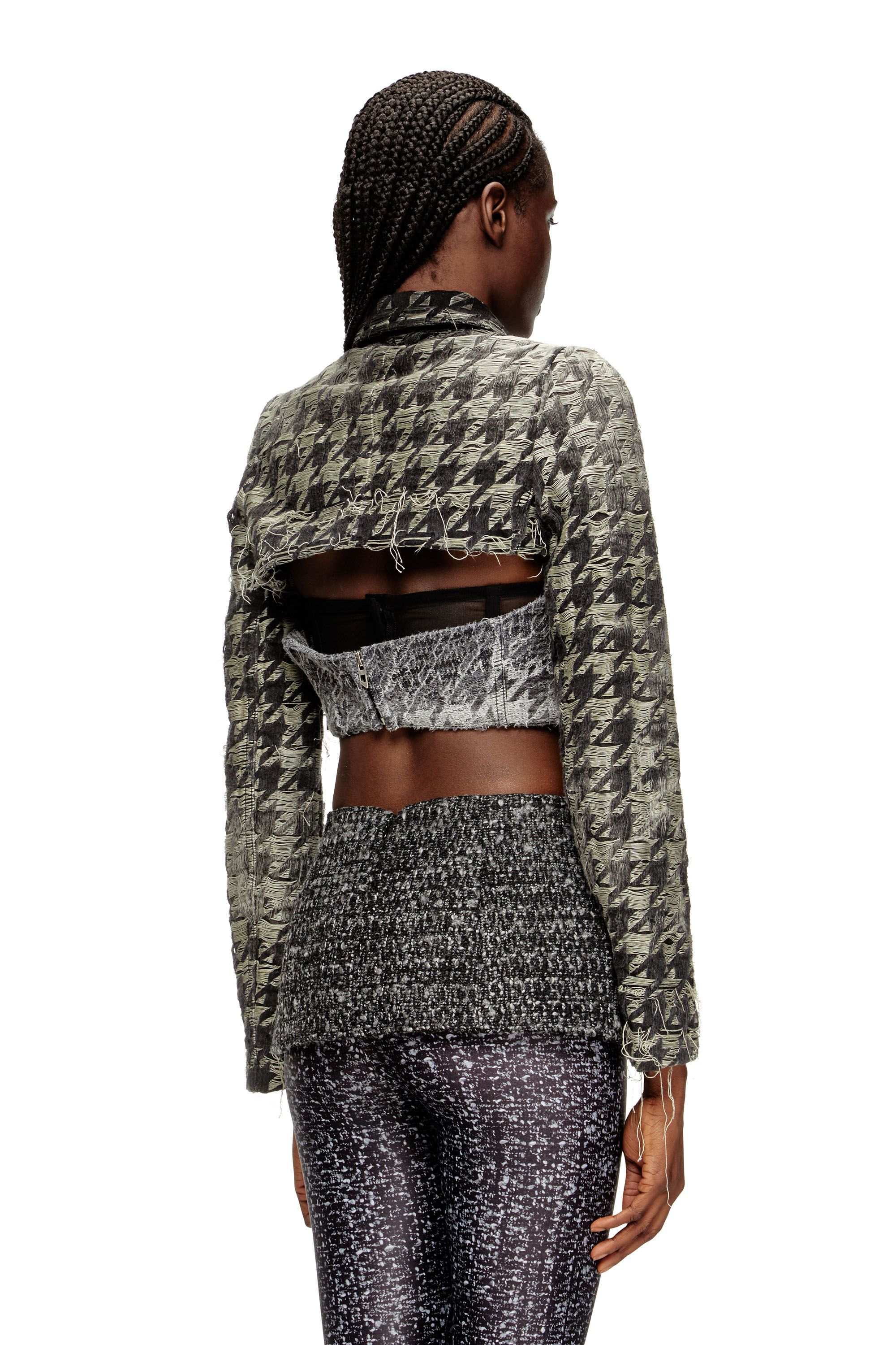 Diesel - DE-ANSIS-FSH2, Woman's Shrug in houndstooth-weave denim in Black - 4