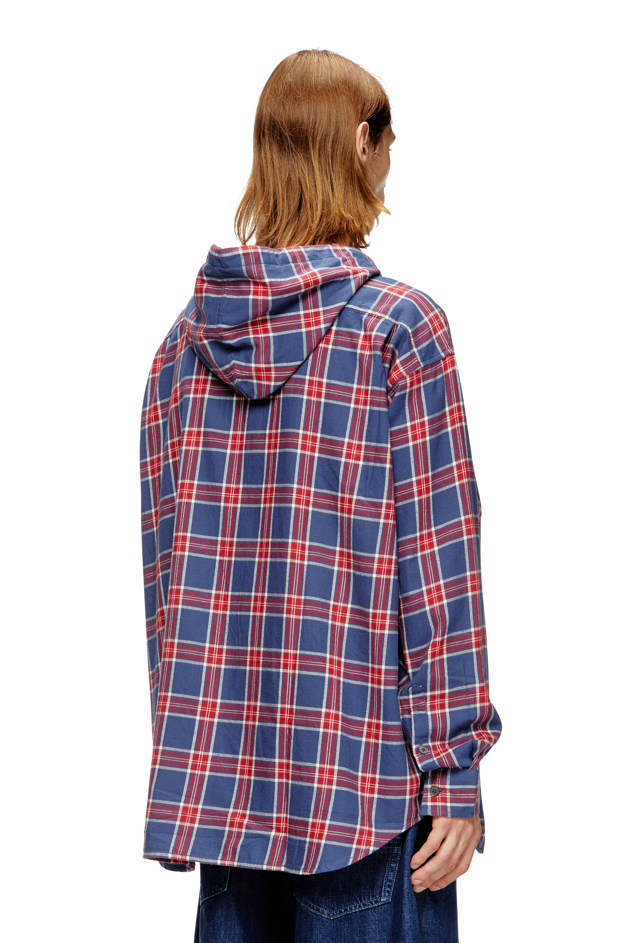 Men's Cotton hooded shirt with 3D embroidery | Multicolor | Diesel