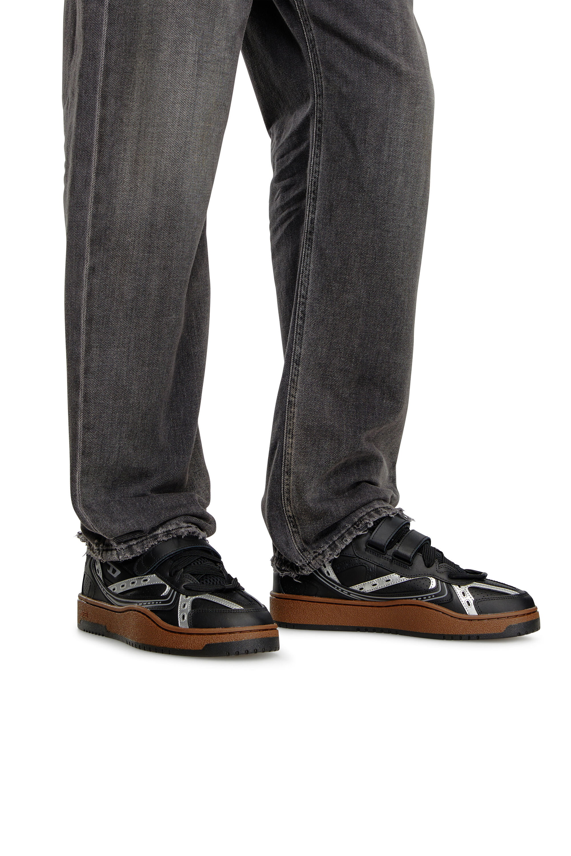 Men's S-Ukiyo-Leather sneaker with straps | Black | Diesel