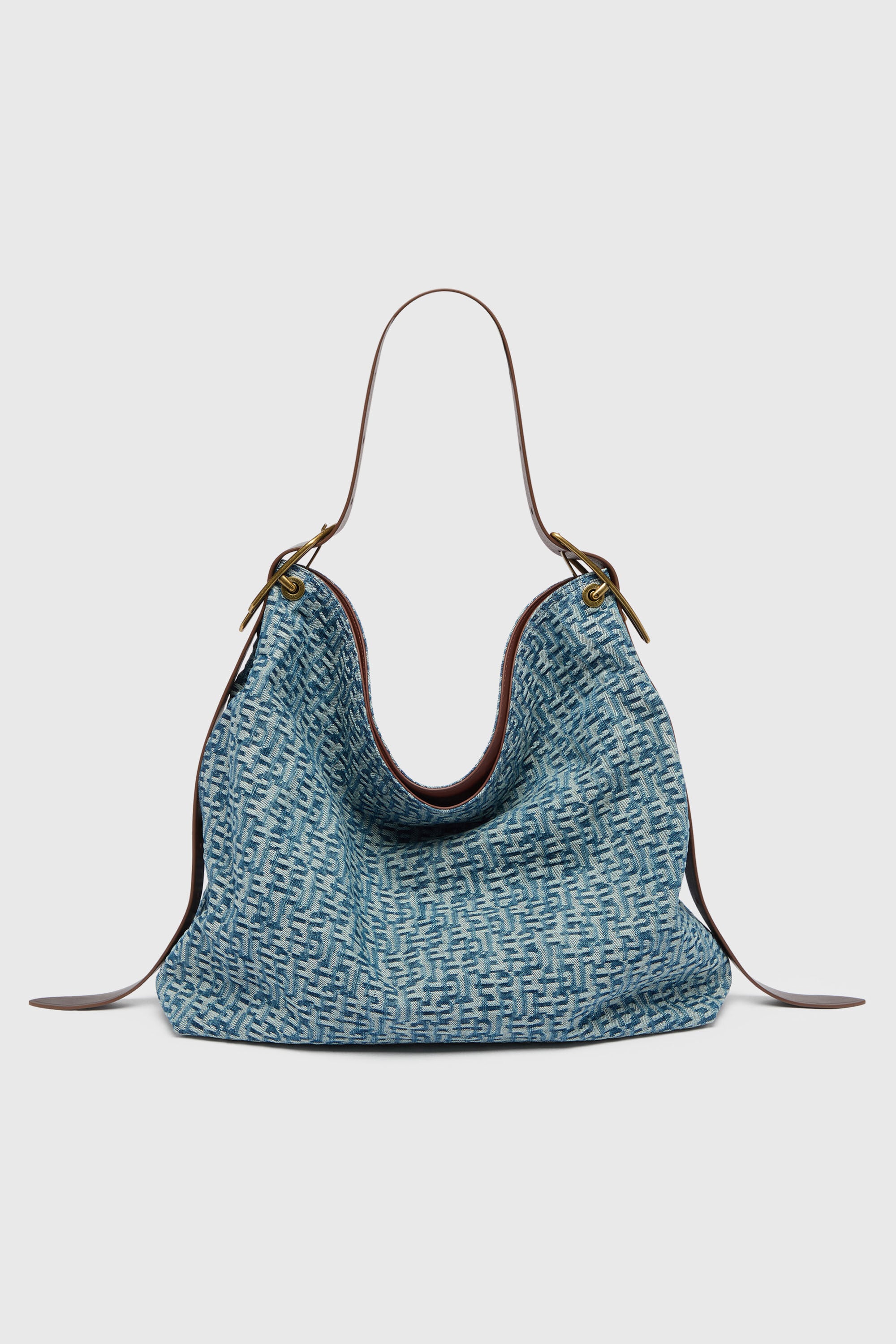 Diesel - D-LINE HOBO L, Woman's D-Line-Hobo bag in monogram denim in Blue - 2