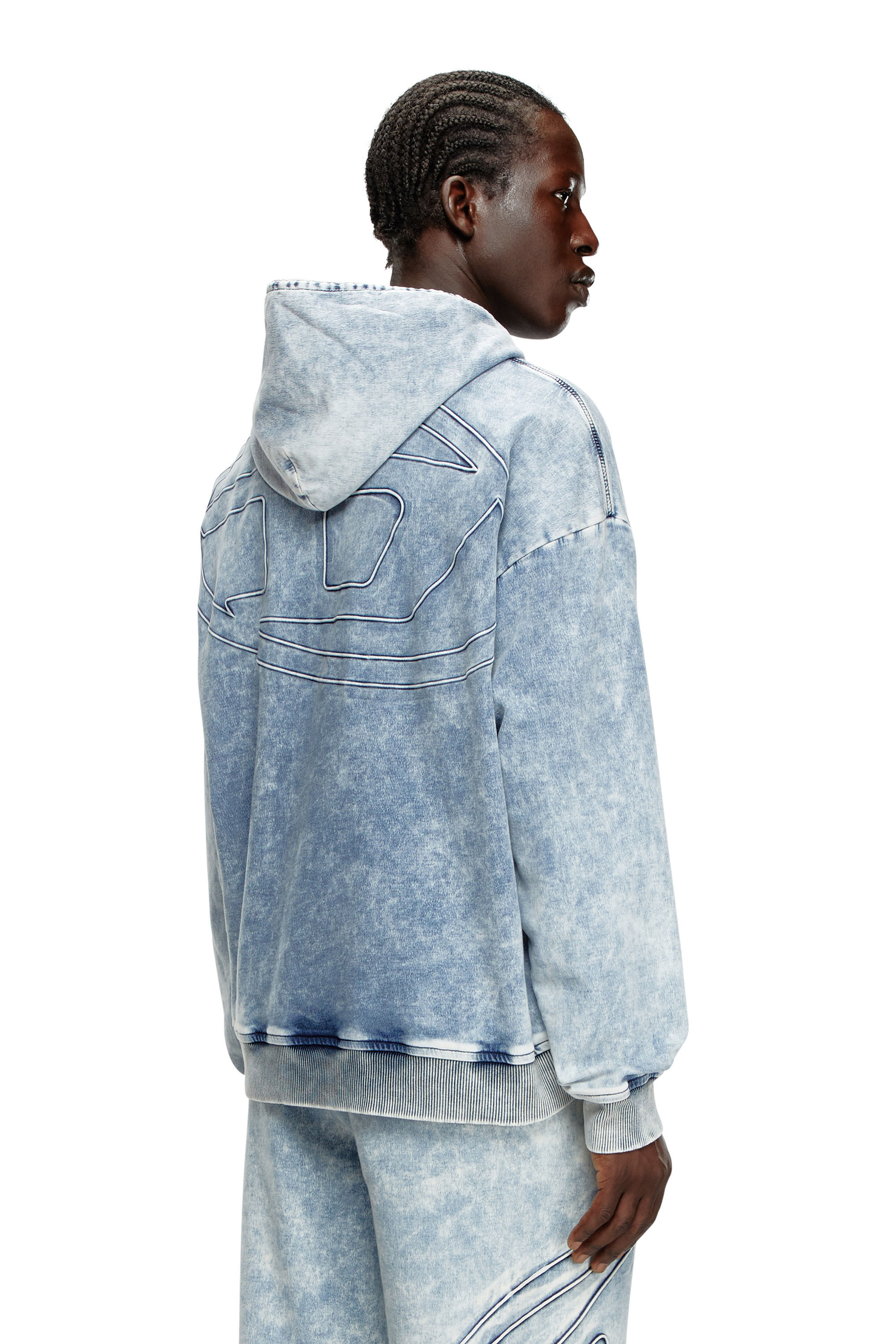 Women's Sweatshirt in Track Denim with Oval D | Blue | Diesel