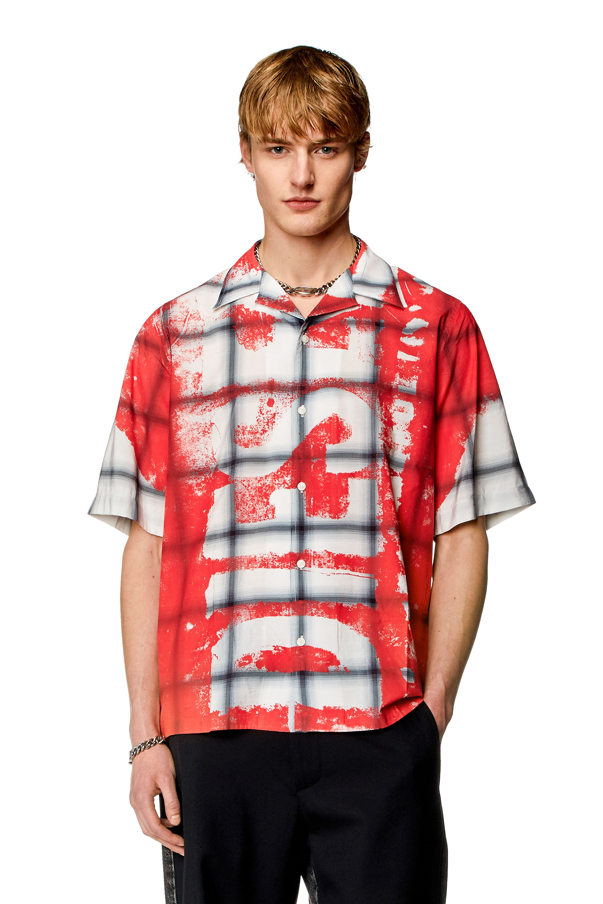 Men's Check bowling shirt with fading logo | Multicolor | Diesel