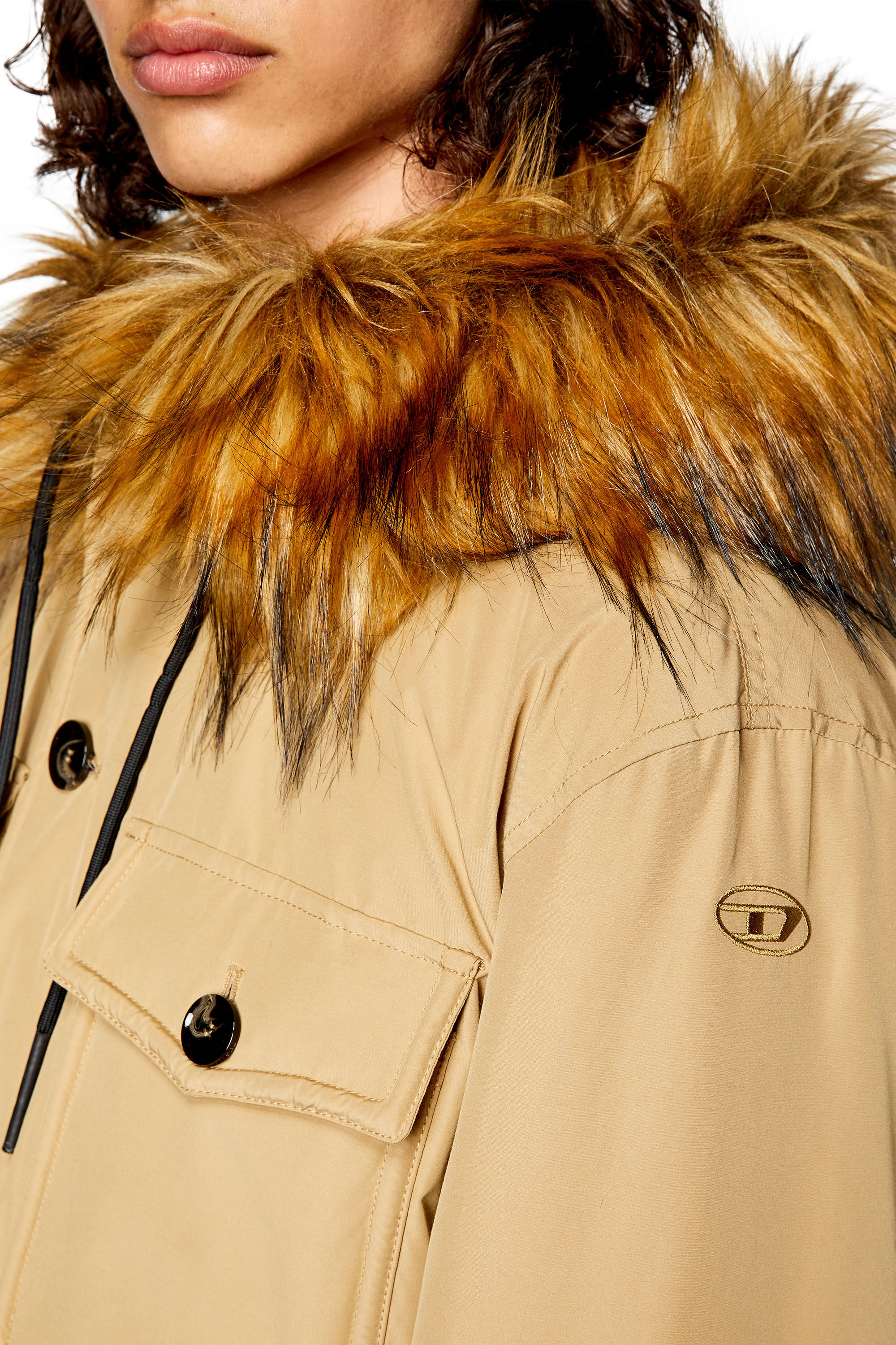 Men's Padded parka with fluffy trim at hood | Brown | Diesel