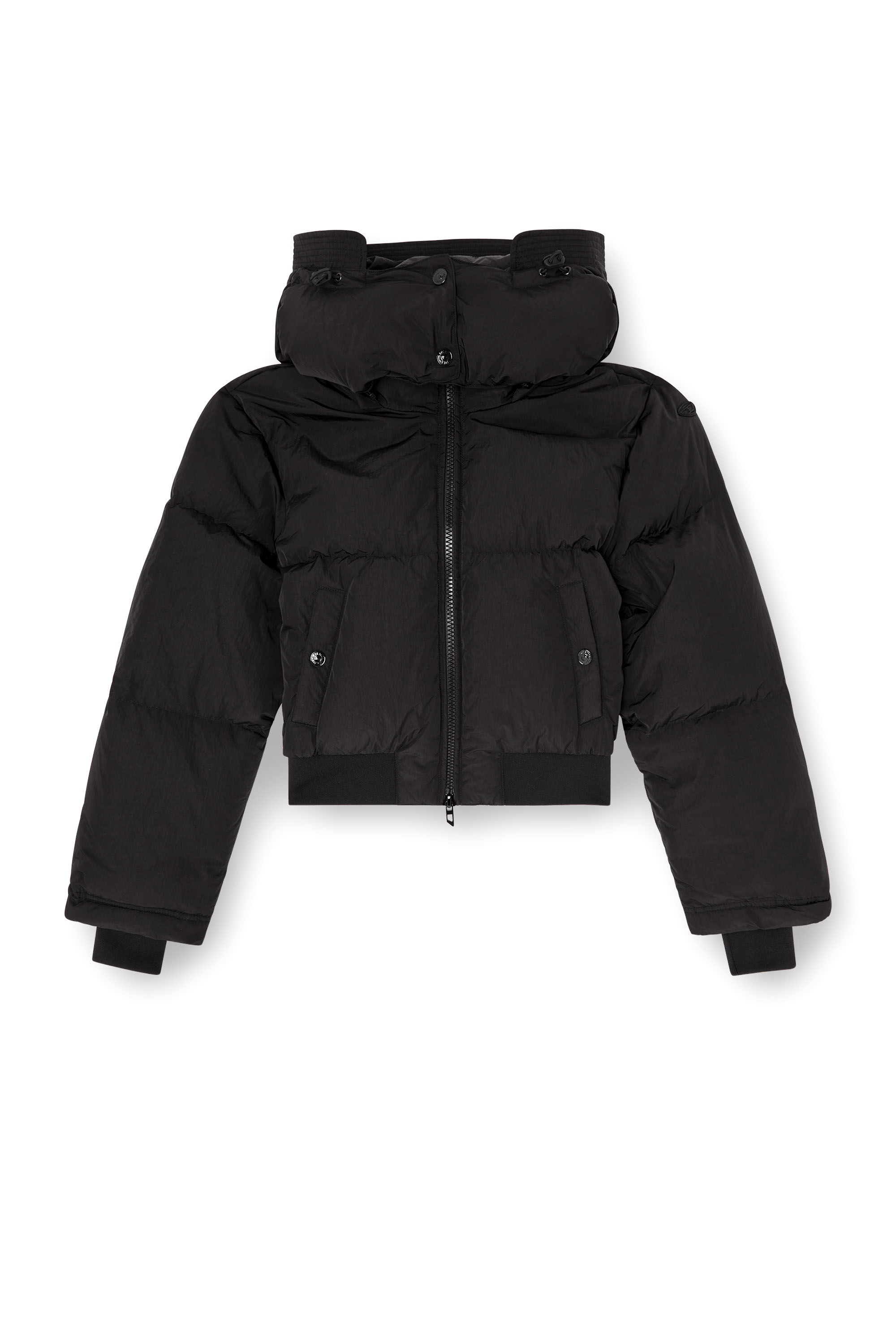Diesel - W-PEYT-SHORT-NEW-WD, Woman's Wrinkled-nylon down puffer jacket with detachable hood in null - 2