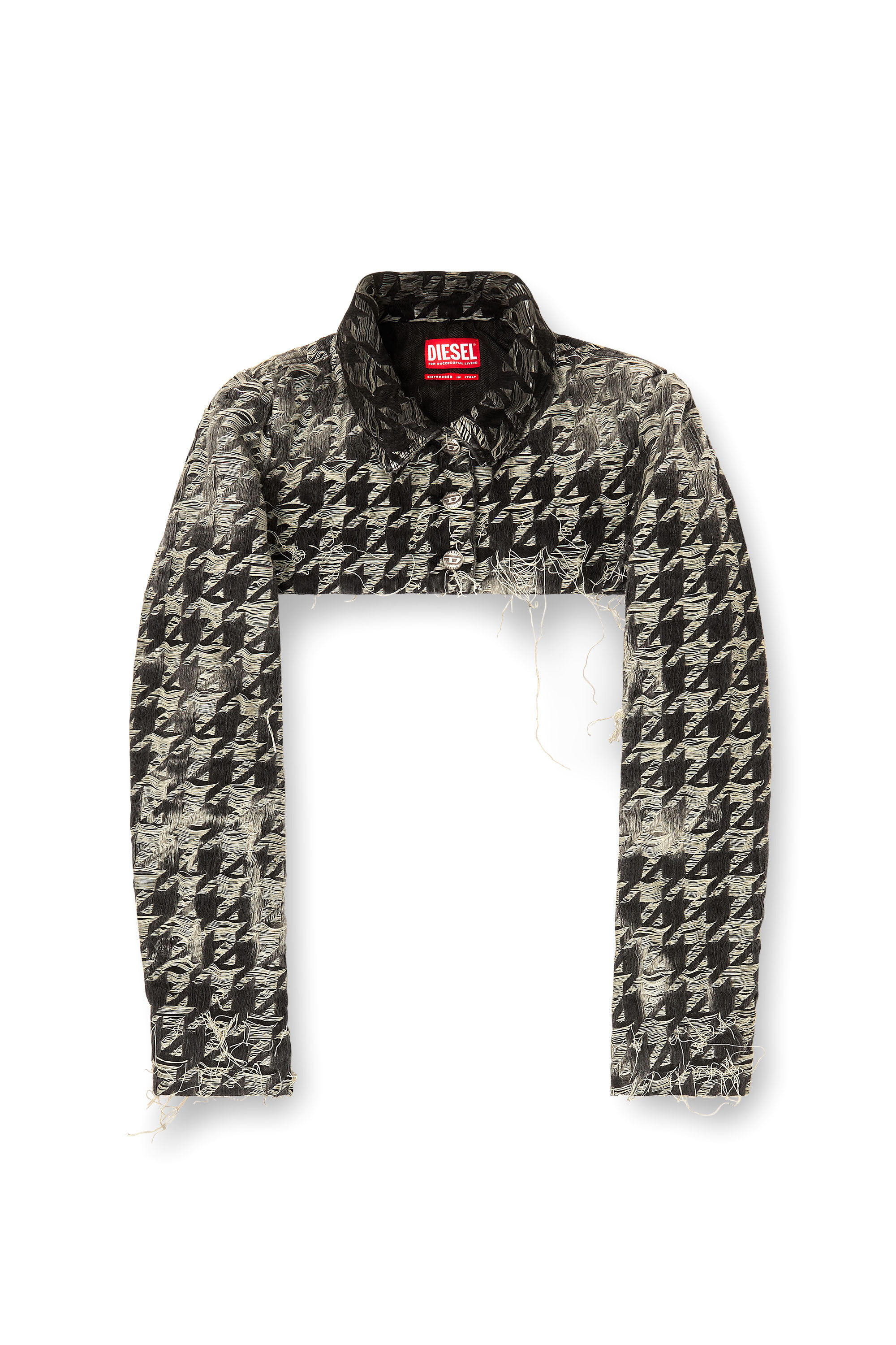 Diesel - DE-ANSIS-FSH2, Woman's Shrug in houndstooth-weave denim in Black - 2