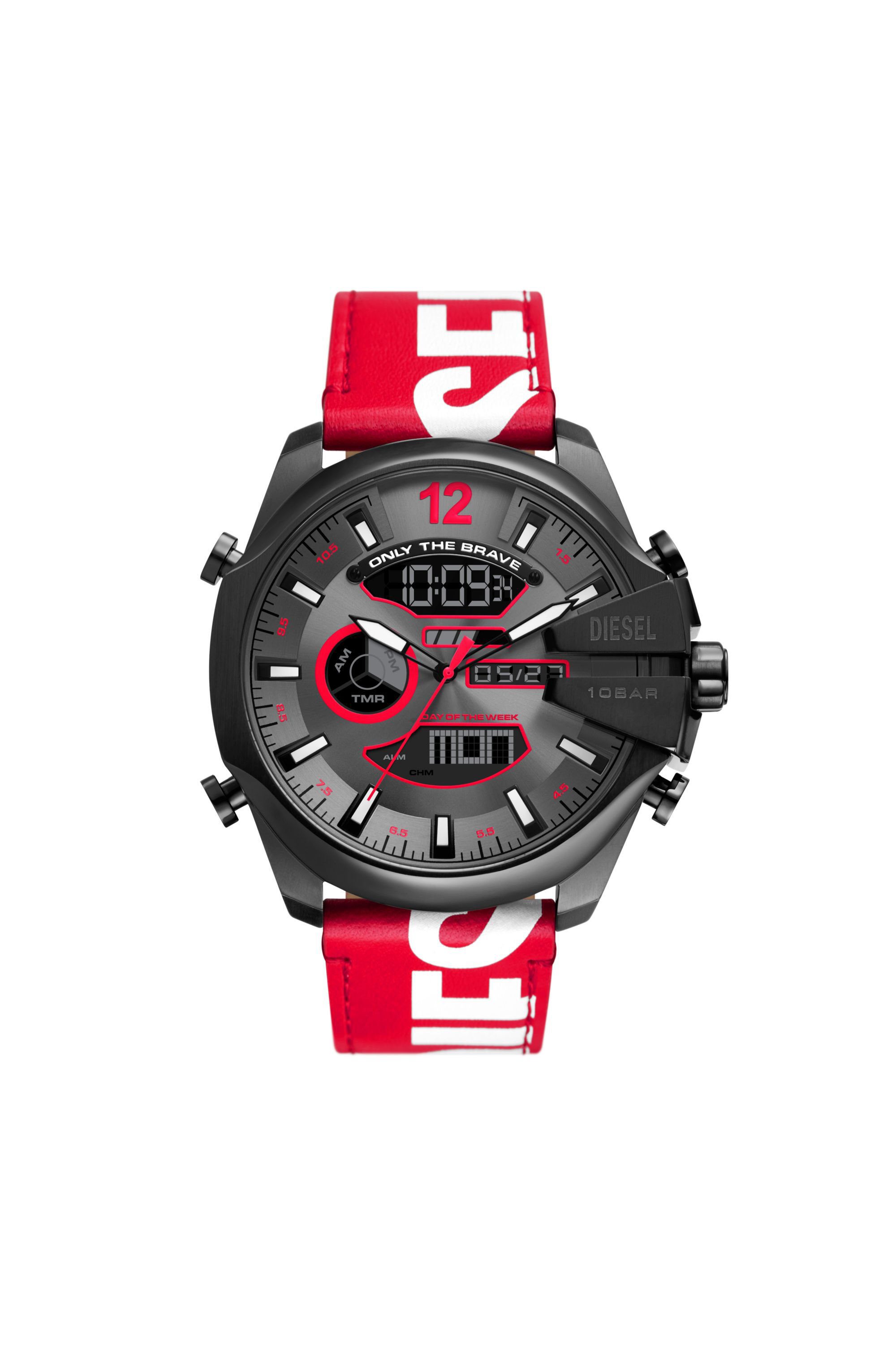 Men's Mega Chief ana-digi red and white leather watch | DZ4647 Diesel