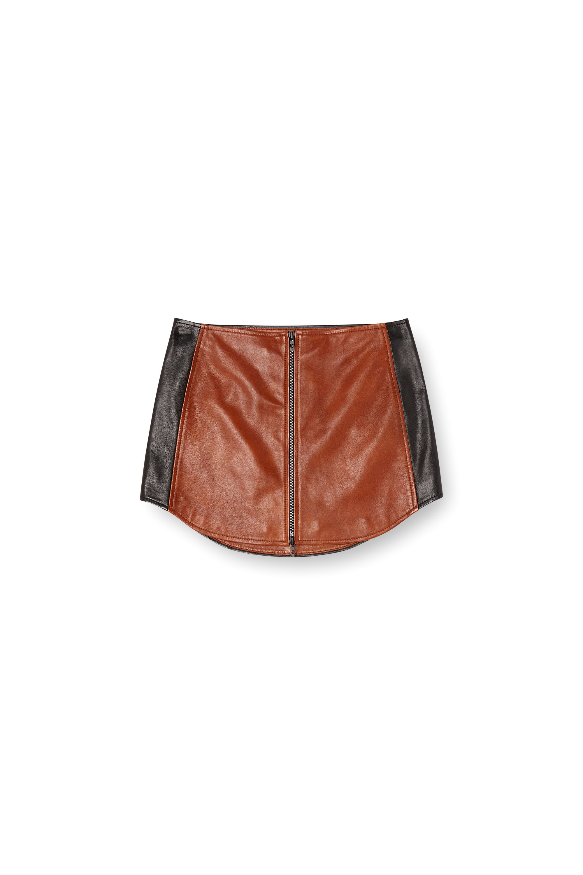 Women's Mini skirt in colour-block leather | Brown | Diesel