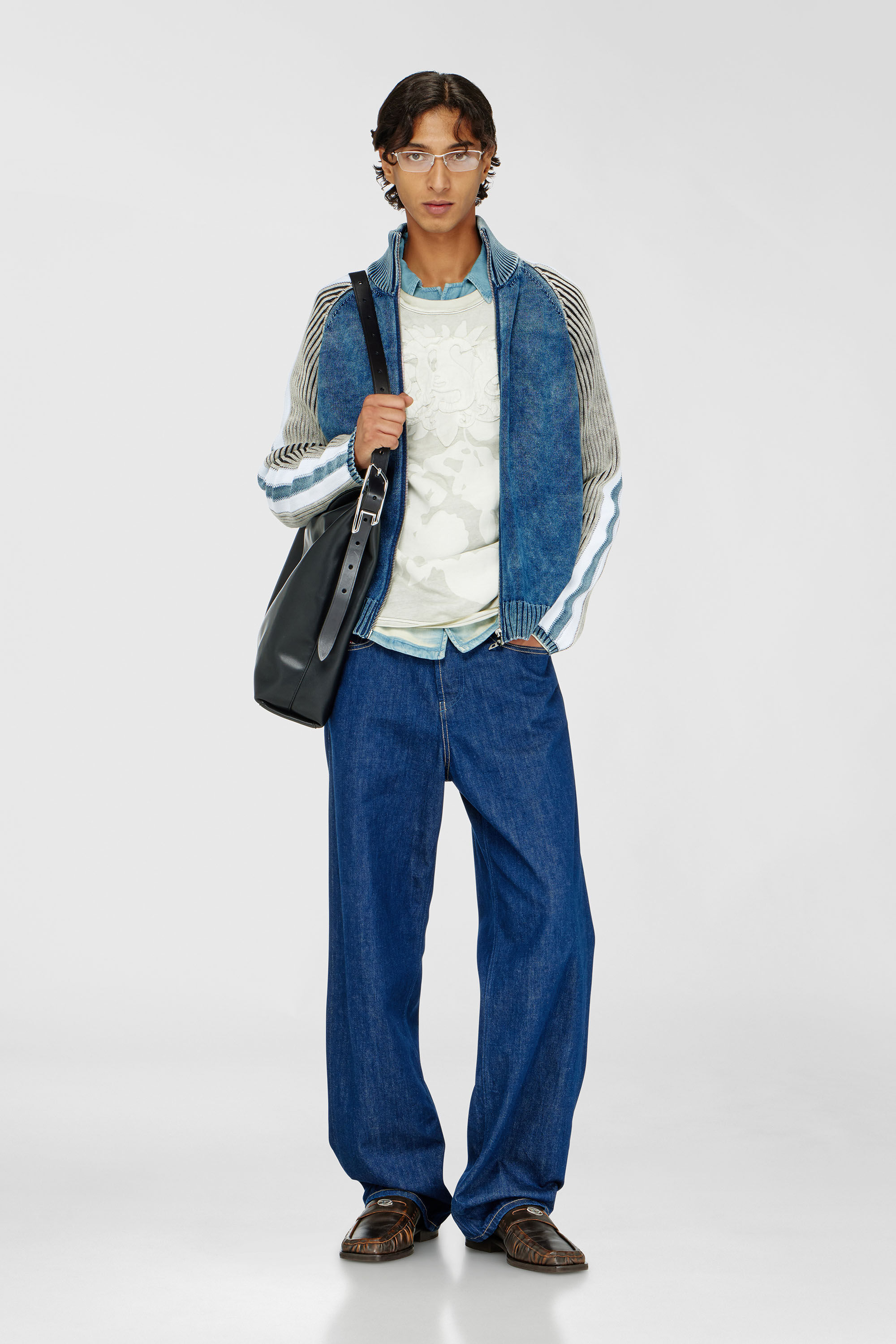 Men's Zip-up cardigan with sporty bands | Multicolor | Diesel TR