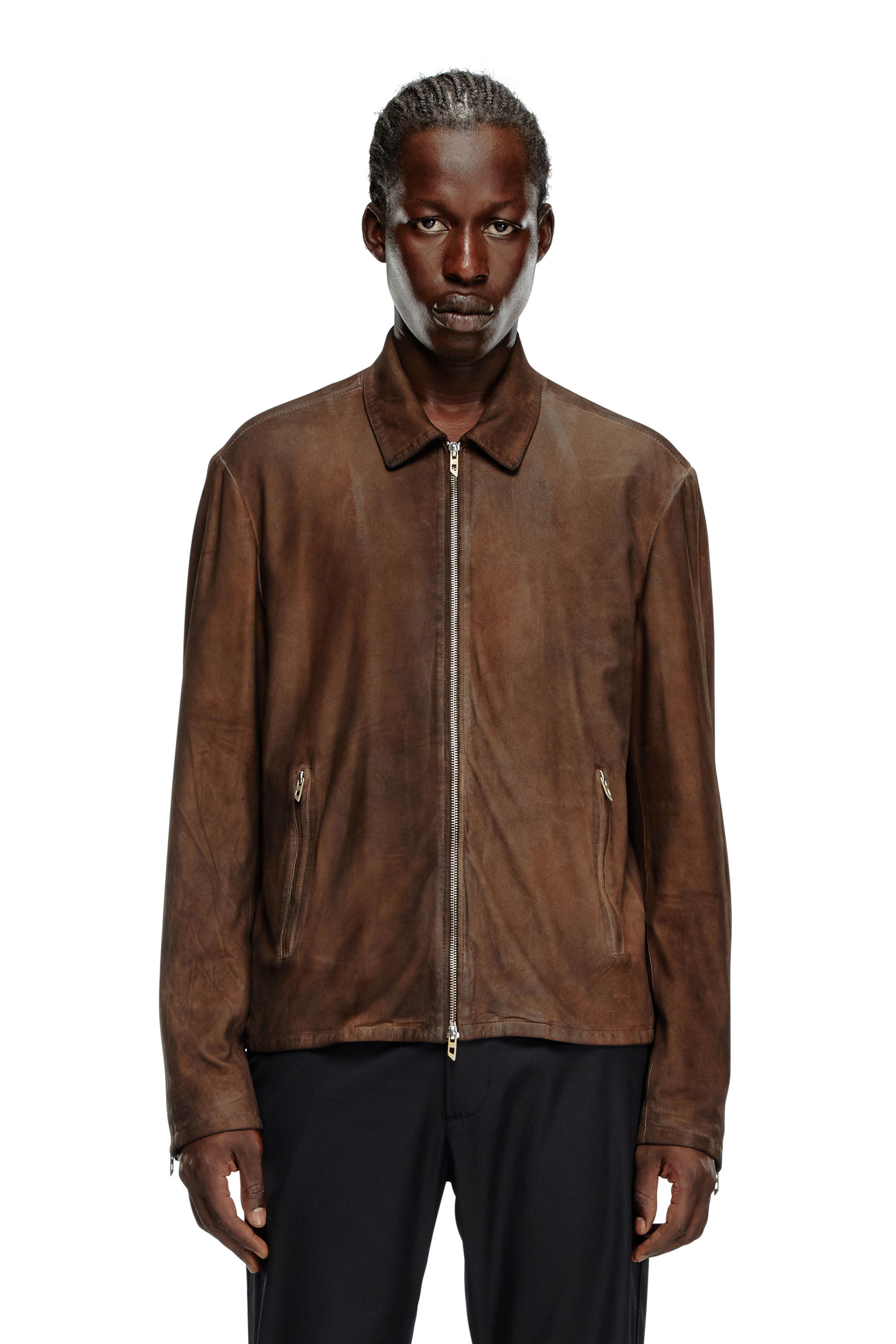 【感謝価格】 Men's Blouson Diesel | Brown | leather treated in jacket ジャケット・アウター