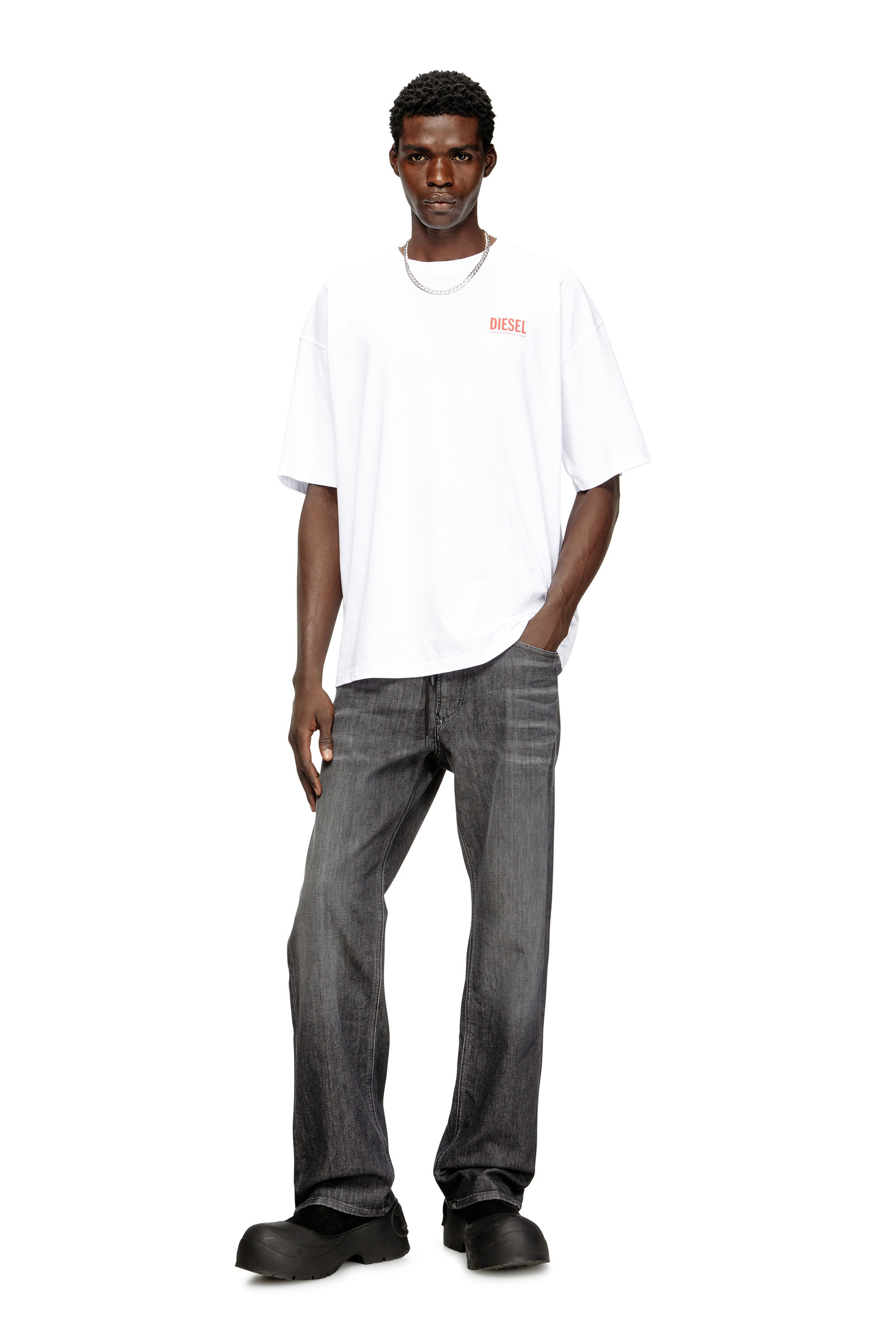 Men's Cotton T-shirt with Diesel Biscotto print | White | Diesel