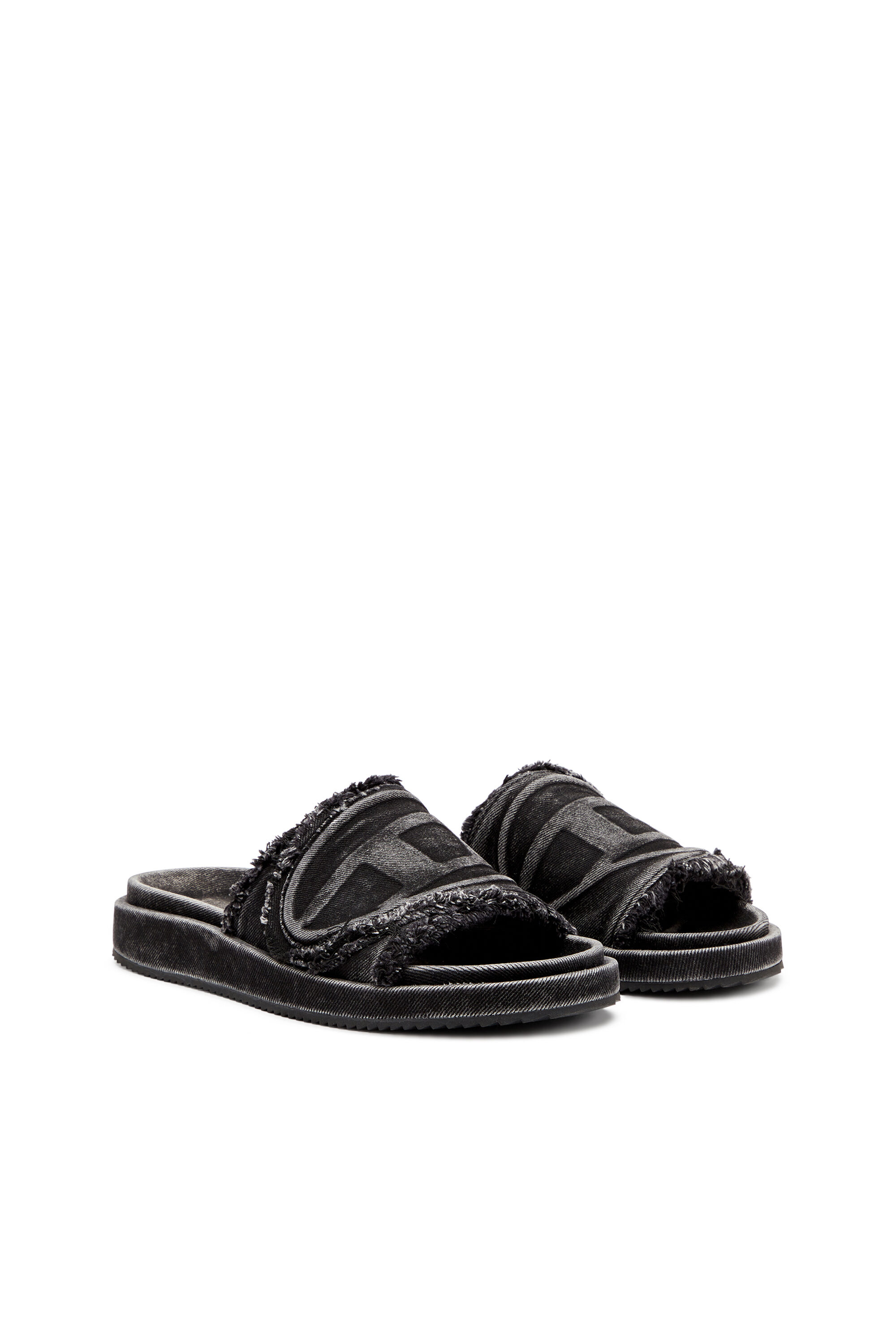 ☆【DIESEL】Sa-Slide D オーバル スライド サンダル☆送関込み Women's Sa-Slide D-Denim slides with embossed strap | Black