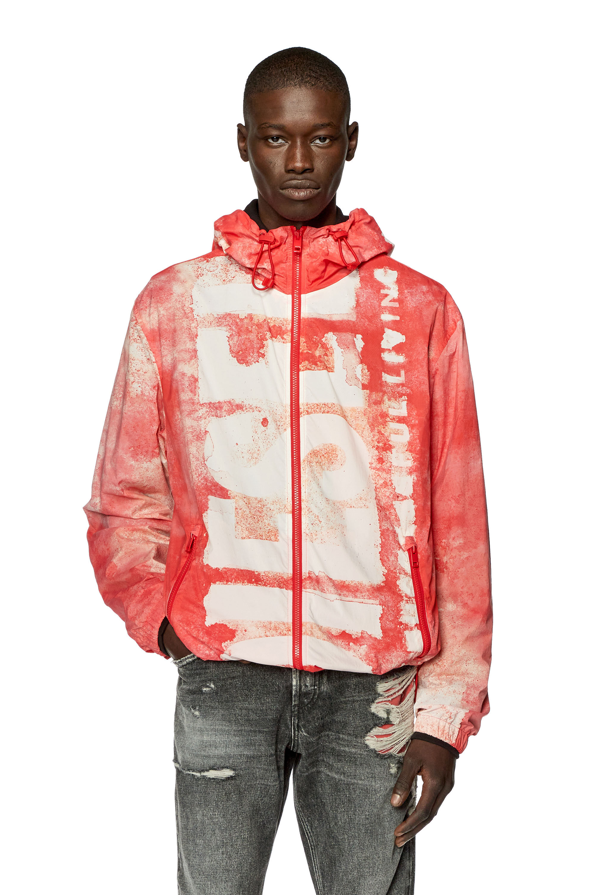 Red white sale windbreaker