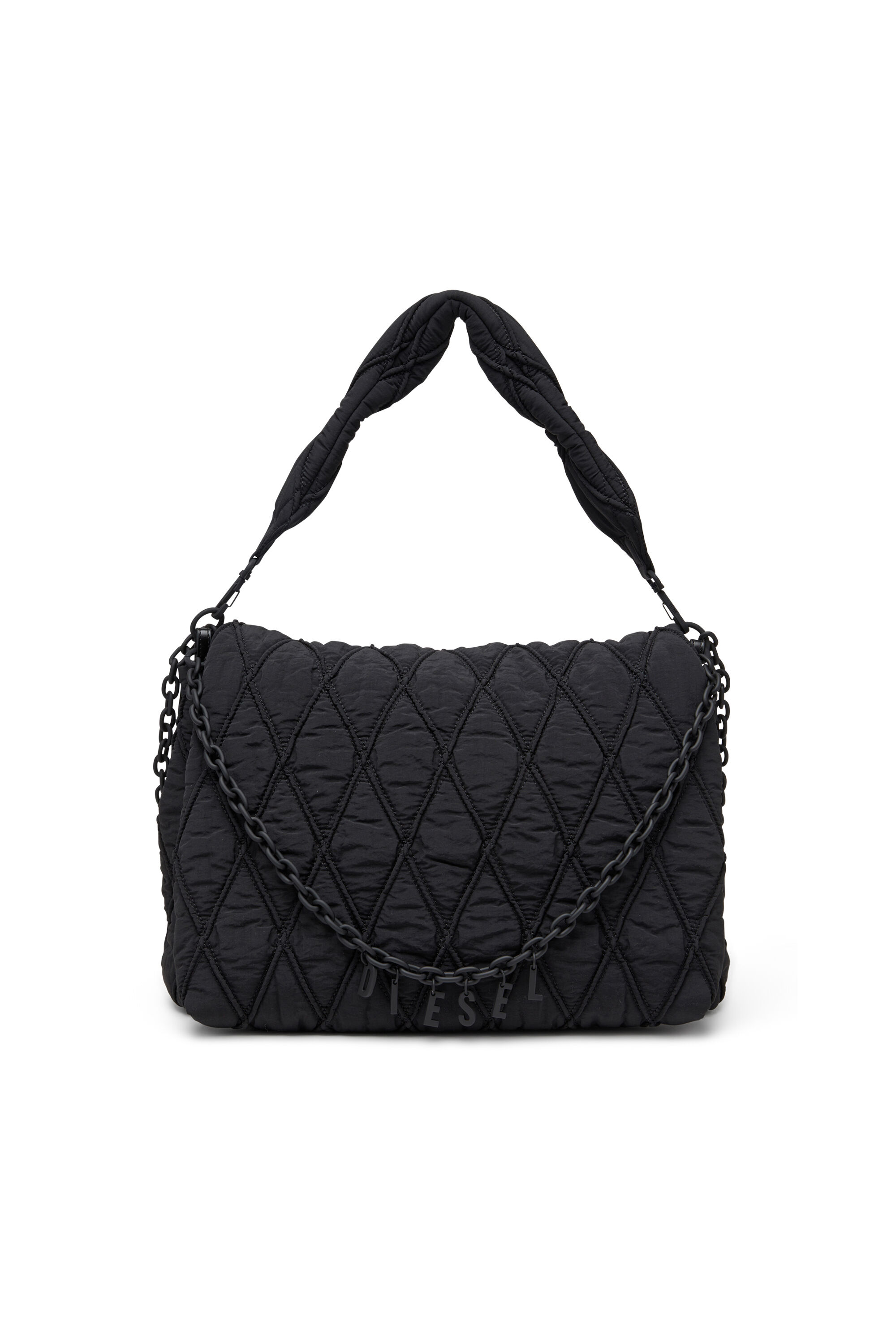 Women's Charm-D-Large shoulder bag in quilted washed nylon | Black