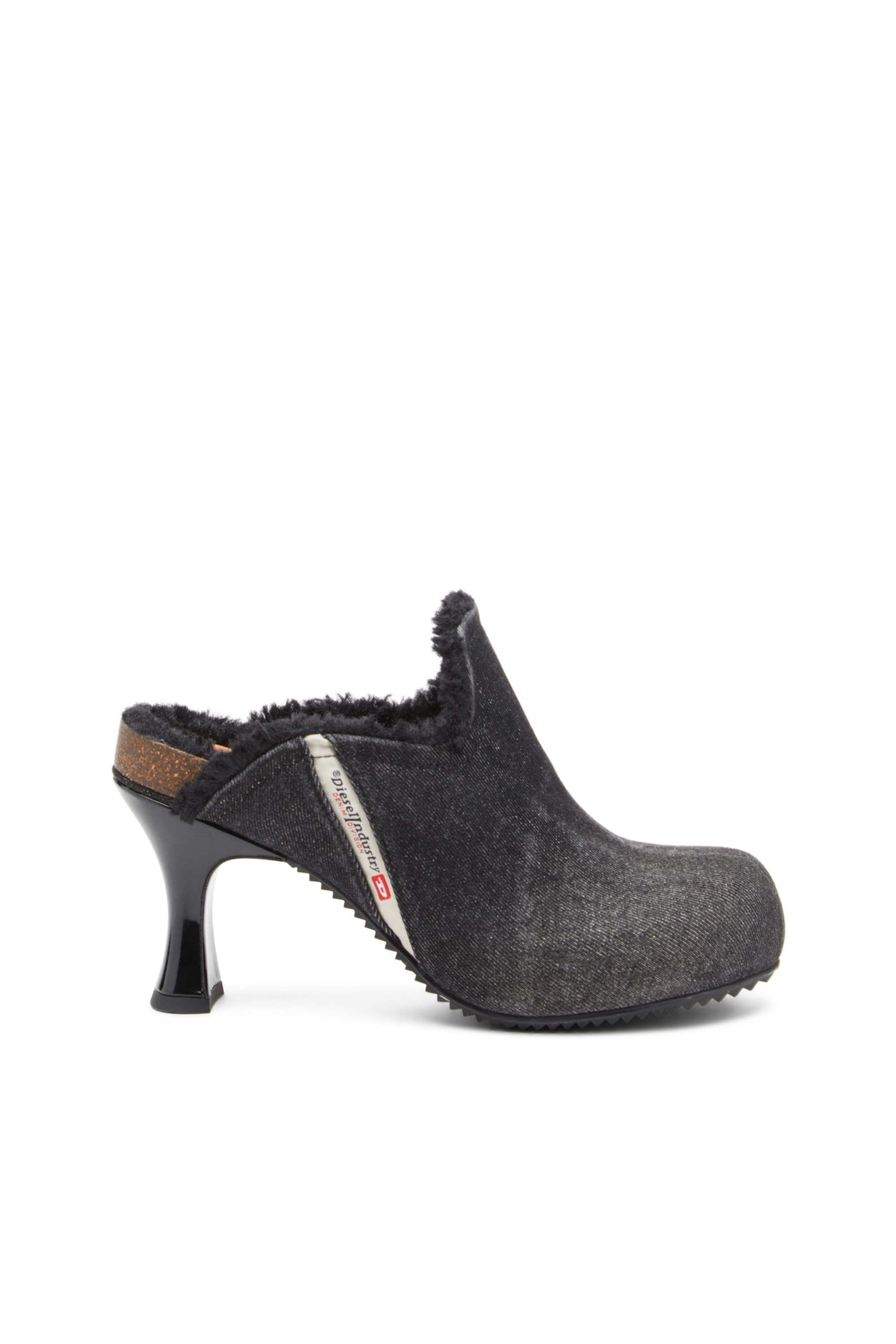 Women's D-Woodstock-Plush-lined denim mules | Black | Diesel