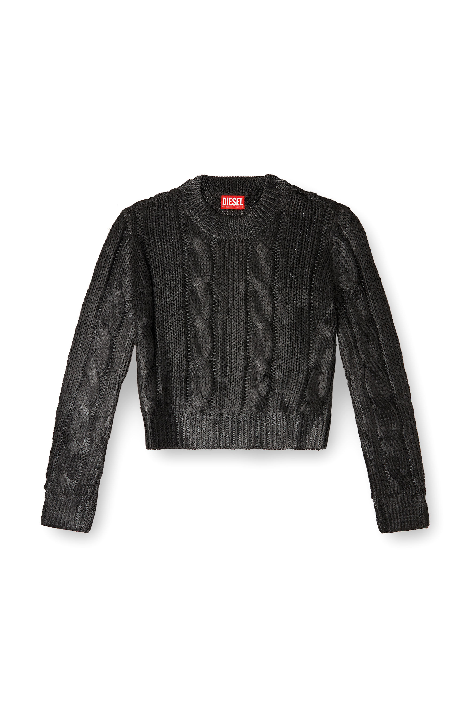 Women's Cable-knit jumper with shiny effect | Black | Diesel
