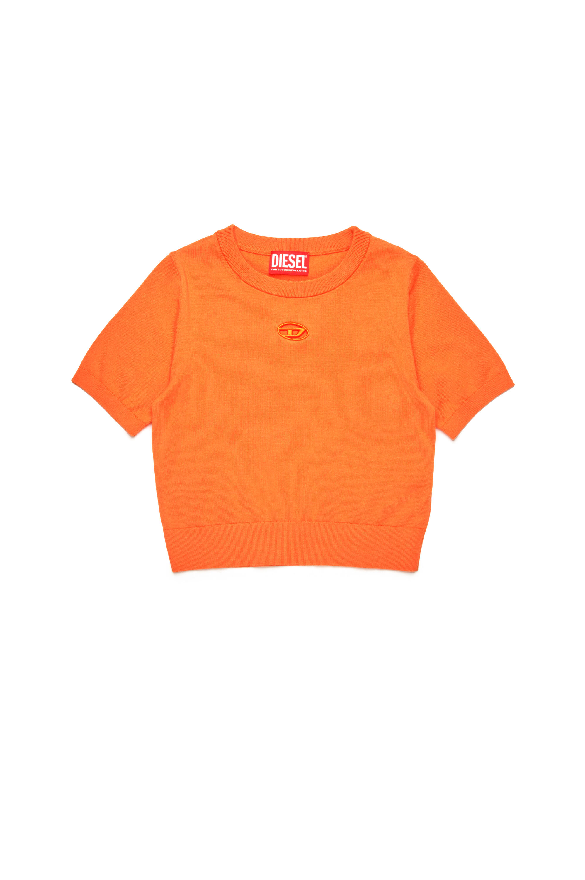 Knitted T-shirt with cut-out Oval D logo | Orange | 4-16 YEARS