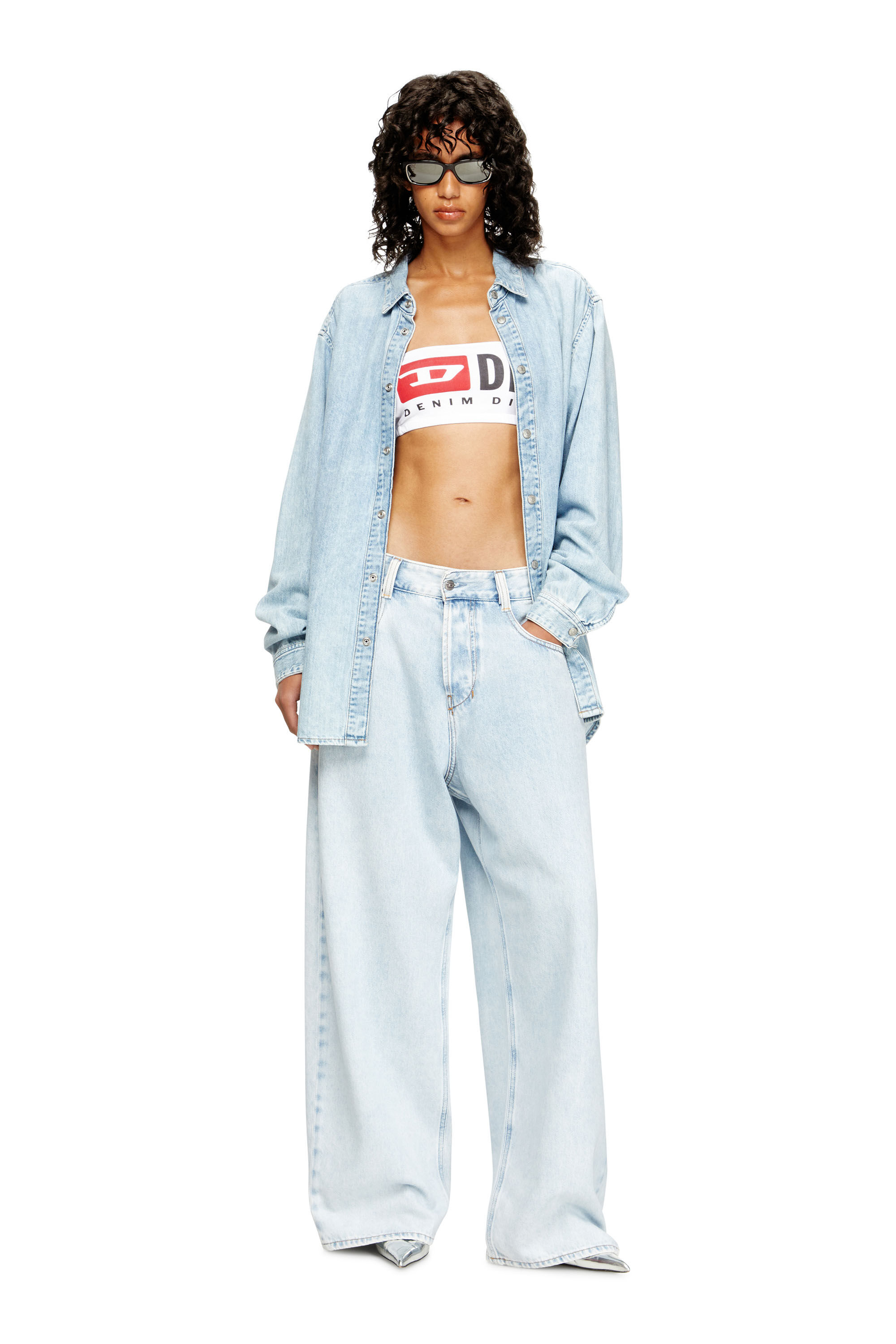 DIESEL>>Ufsb-Melanie ストラップレス クロップド ブラ Women's Strapless bra with maxi logo | White | Diesel