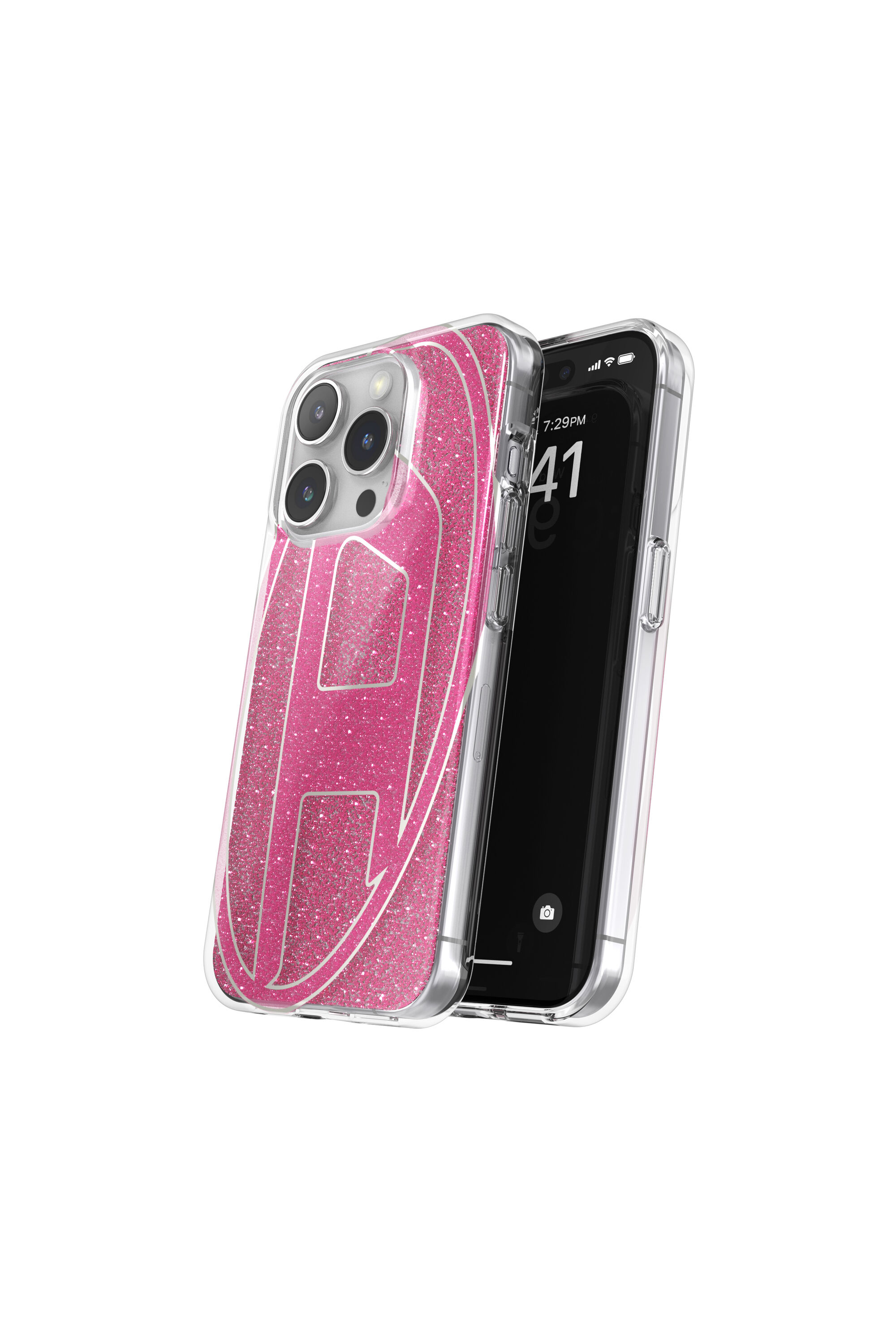 【DIESEL】60064 aop case iPhone 15 Pro Women's Glitter Case for iP 15 Pro | Pink | Diesel