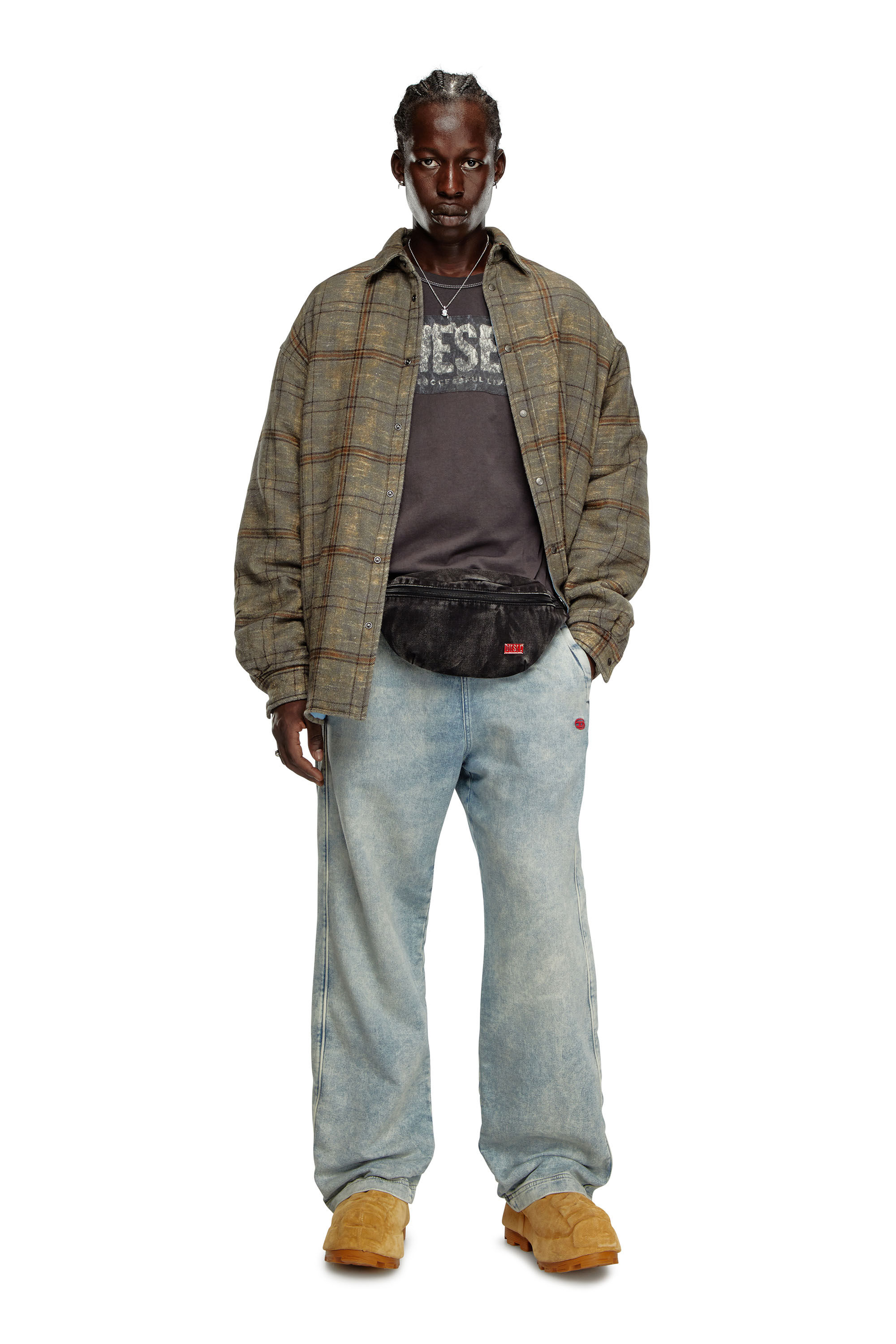Diesel - T-ADJUST-Q1, Man's T-shirt with graphic patches in Grey - 1