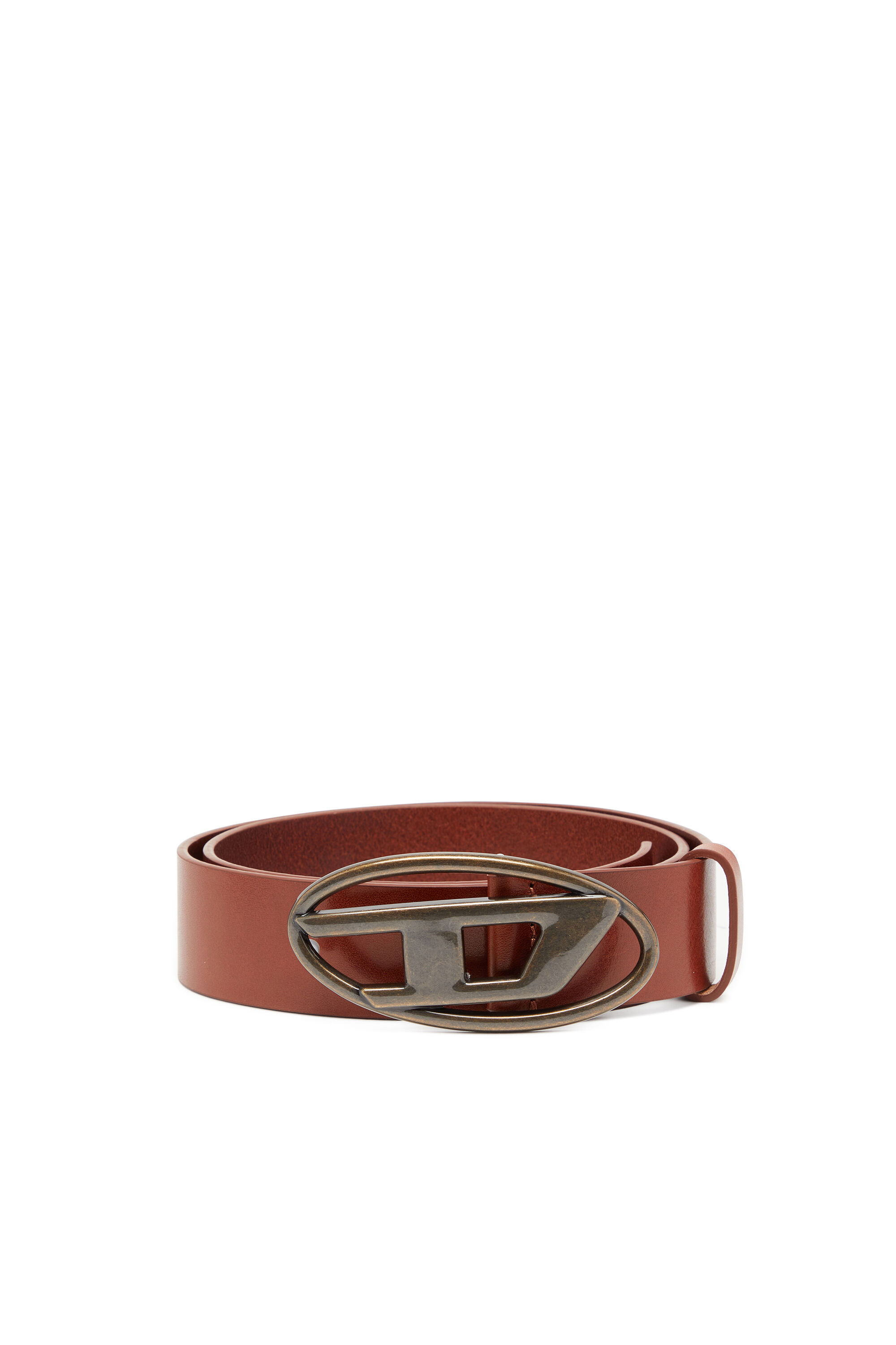 B-1DR: Leather Belt with silver D logo buckle | Diesel