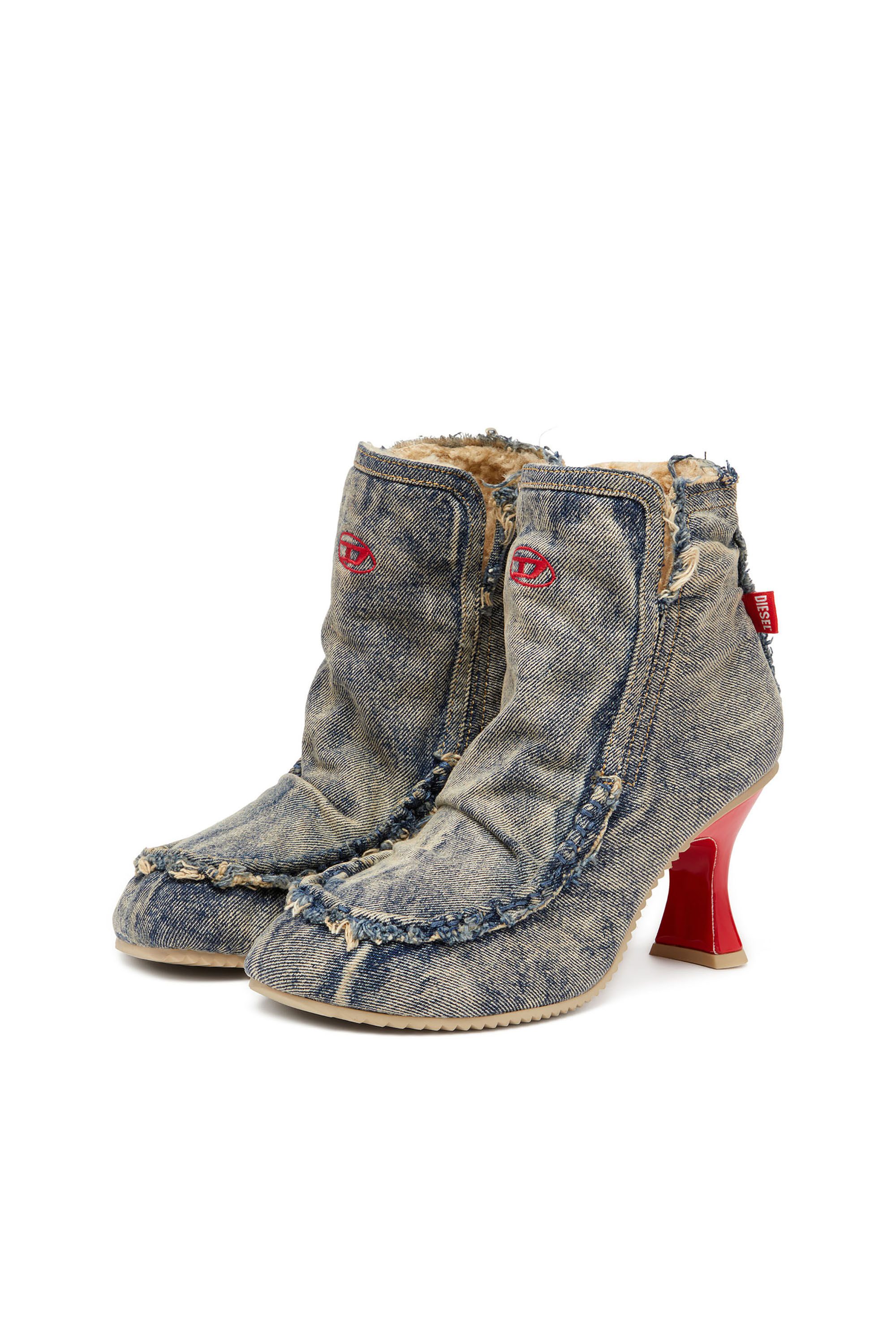 Women's D-Woodstock - Denim boots with heel | Blue | Diesel