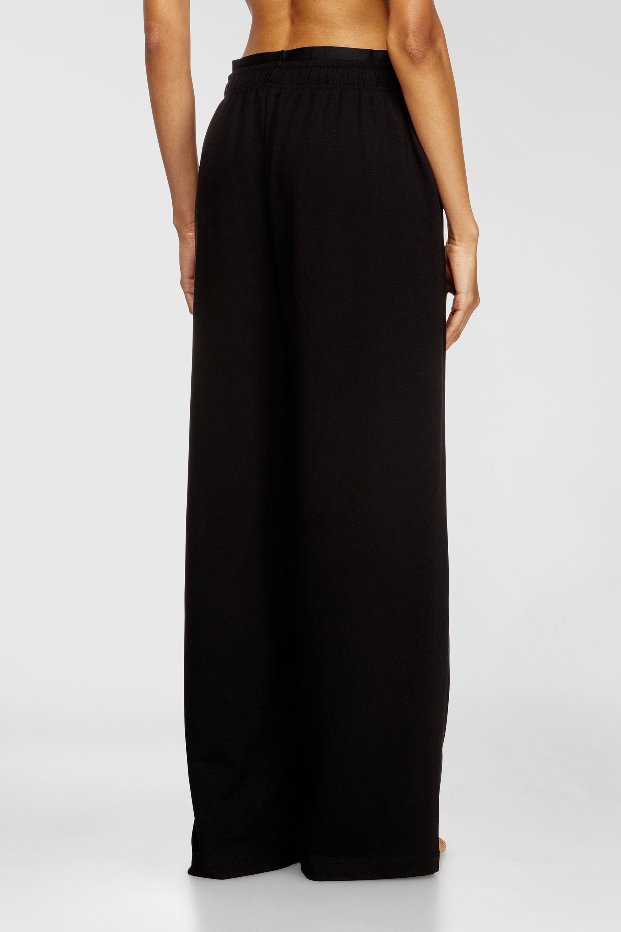 Women's Cotton terry sweatpants with logo waistband | Black
