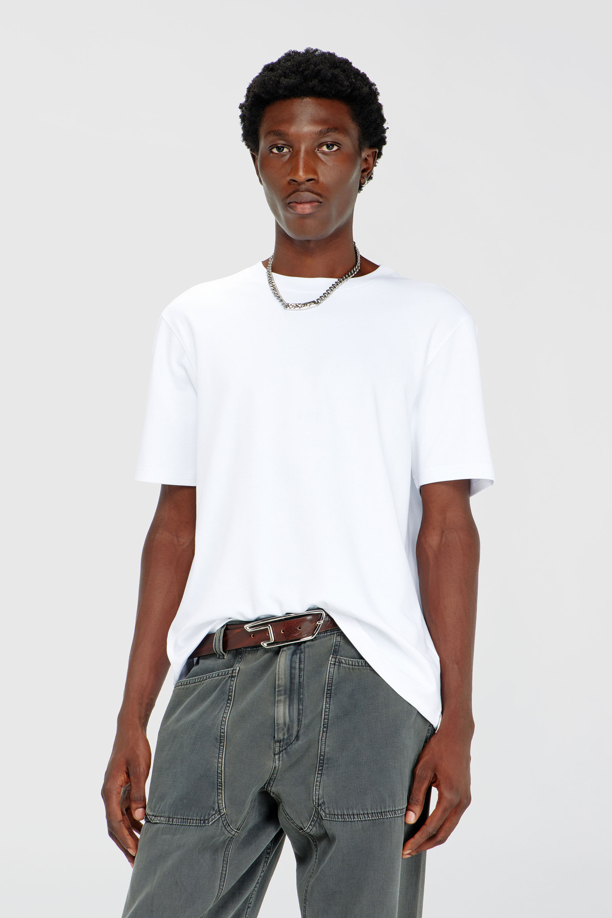 Diesel - T-ADJUST-AA2, Man's Cotton-interlock T-shirt with logo embroidery in White - 3