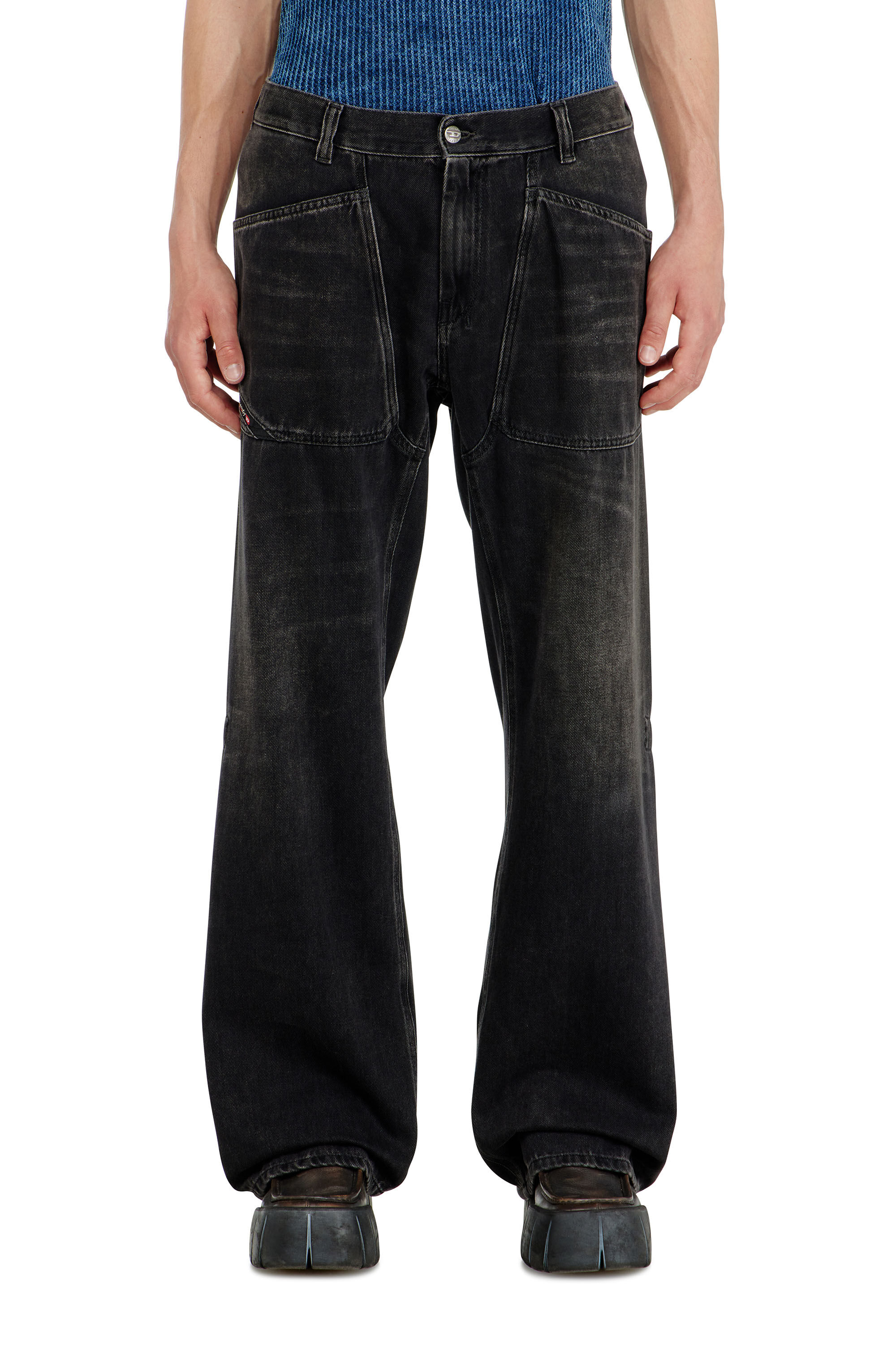 Men's Relaxed Jeans | Black/Dark grey | Diesel D-Zeta