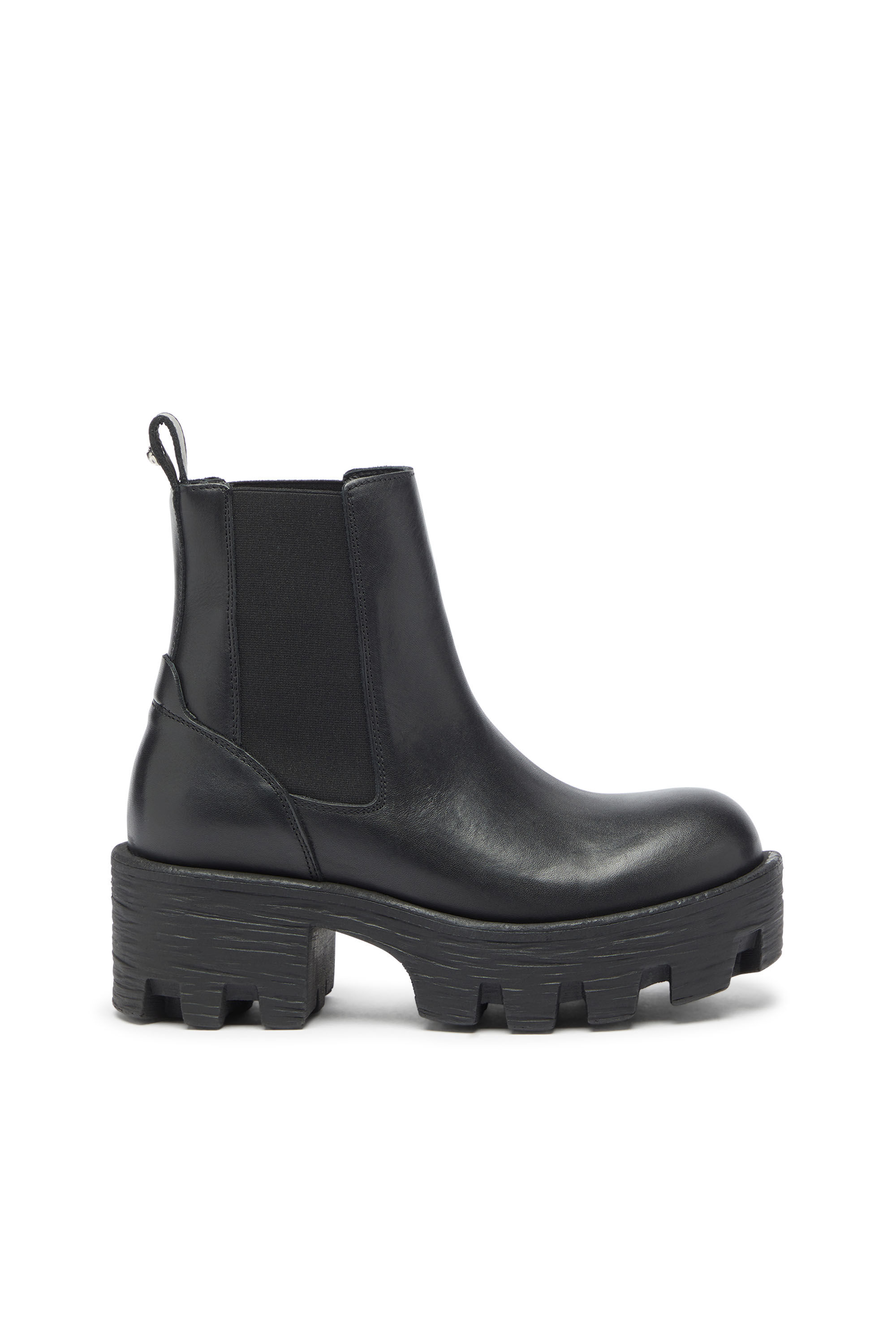 Diesel - D-HAMMER CHUNKY W, Woman's D-Hammer - Chelsea boots in leather with lug sole in Black - 1