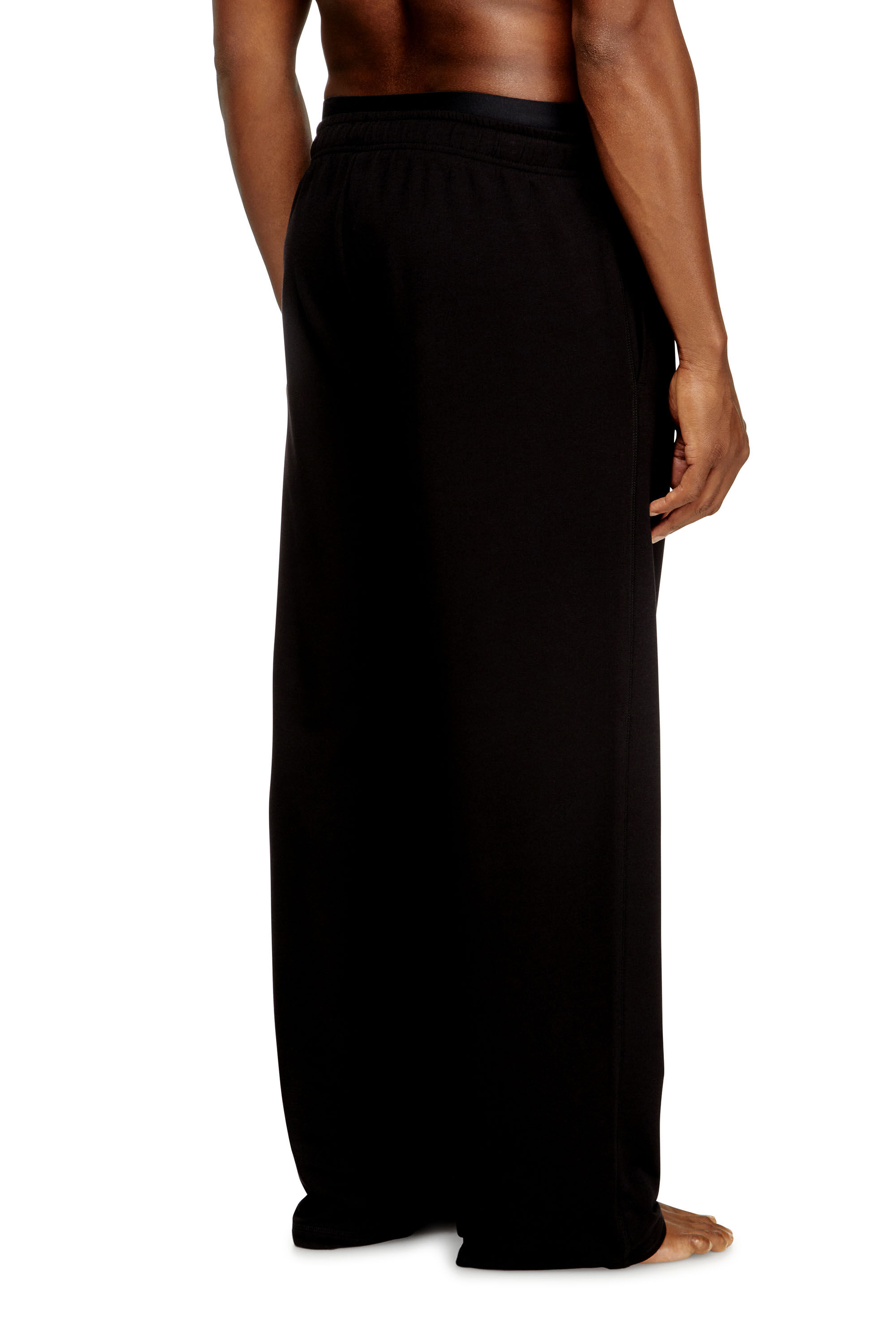 Men's Logo-waistband lounge pants in cotton terry | Black | Diesel