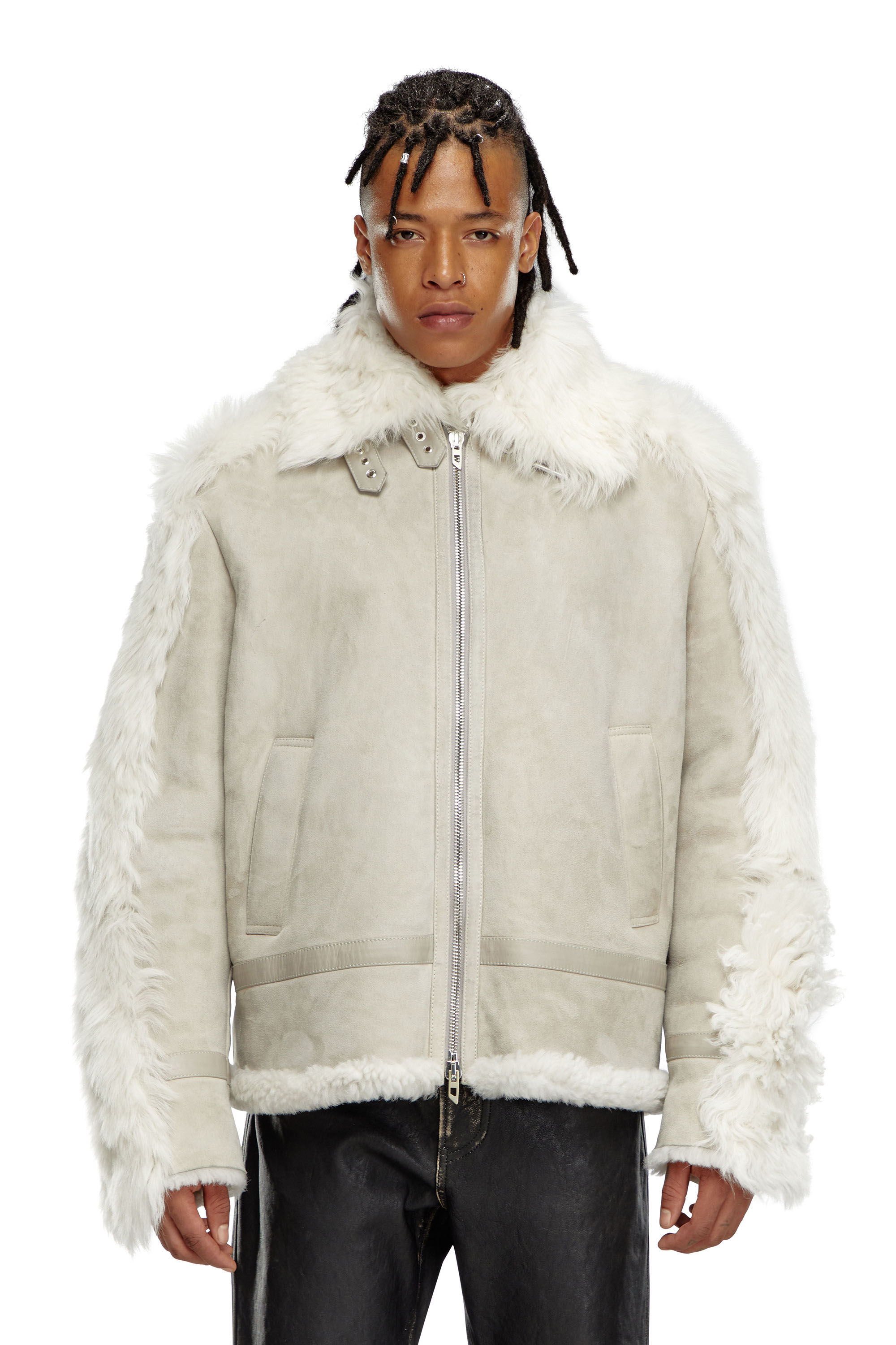 Men s Shearling jacket Grey Diesel