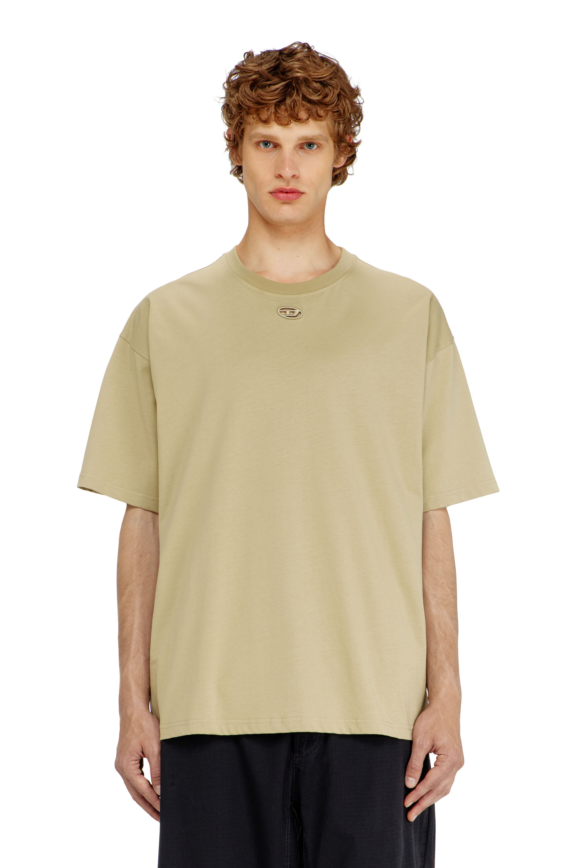 Diesel - T-BOXT-DCO, Man's Relaxed cotton T-shirt with Oval D embroidery in Beige - 1