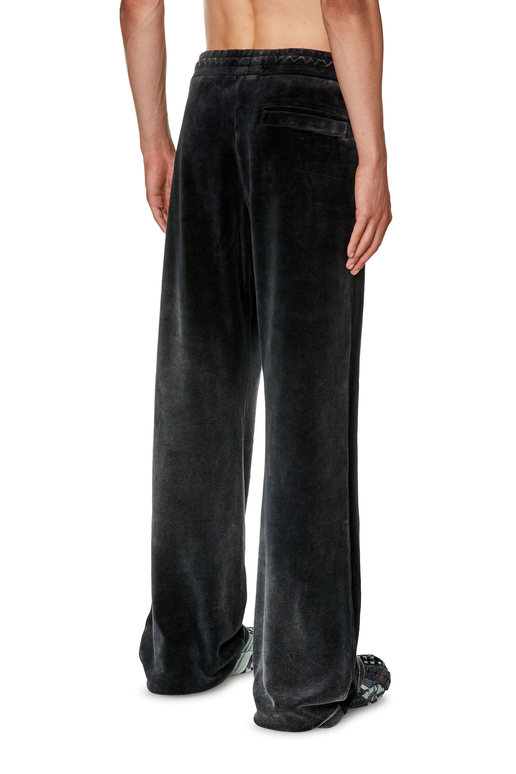 Men's Chenille track pants with side bands | Black | Diesel