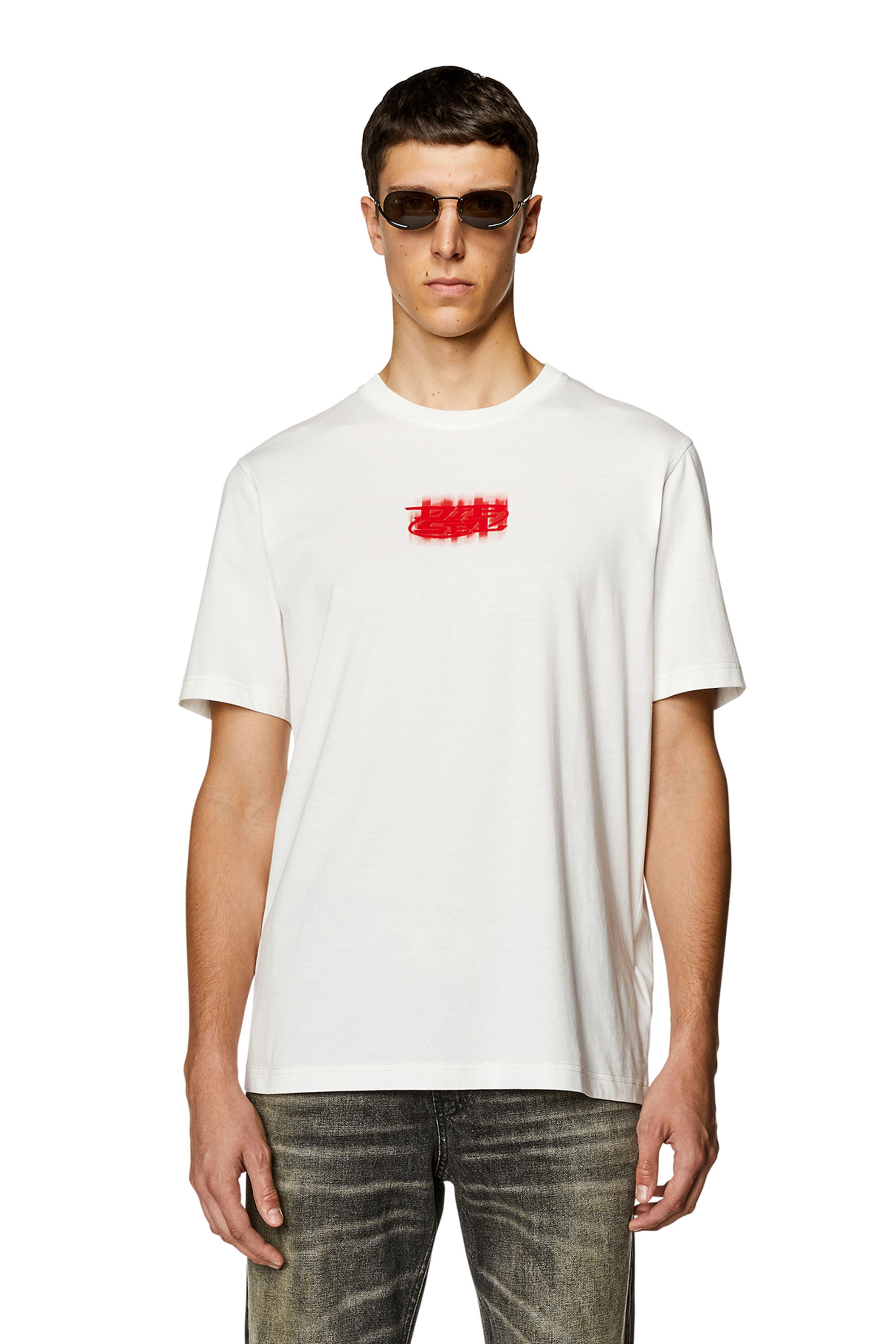 Men s Logo flocked T shirt in organic cotton T JUST N4 Diesel