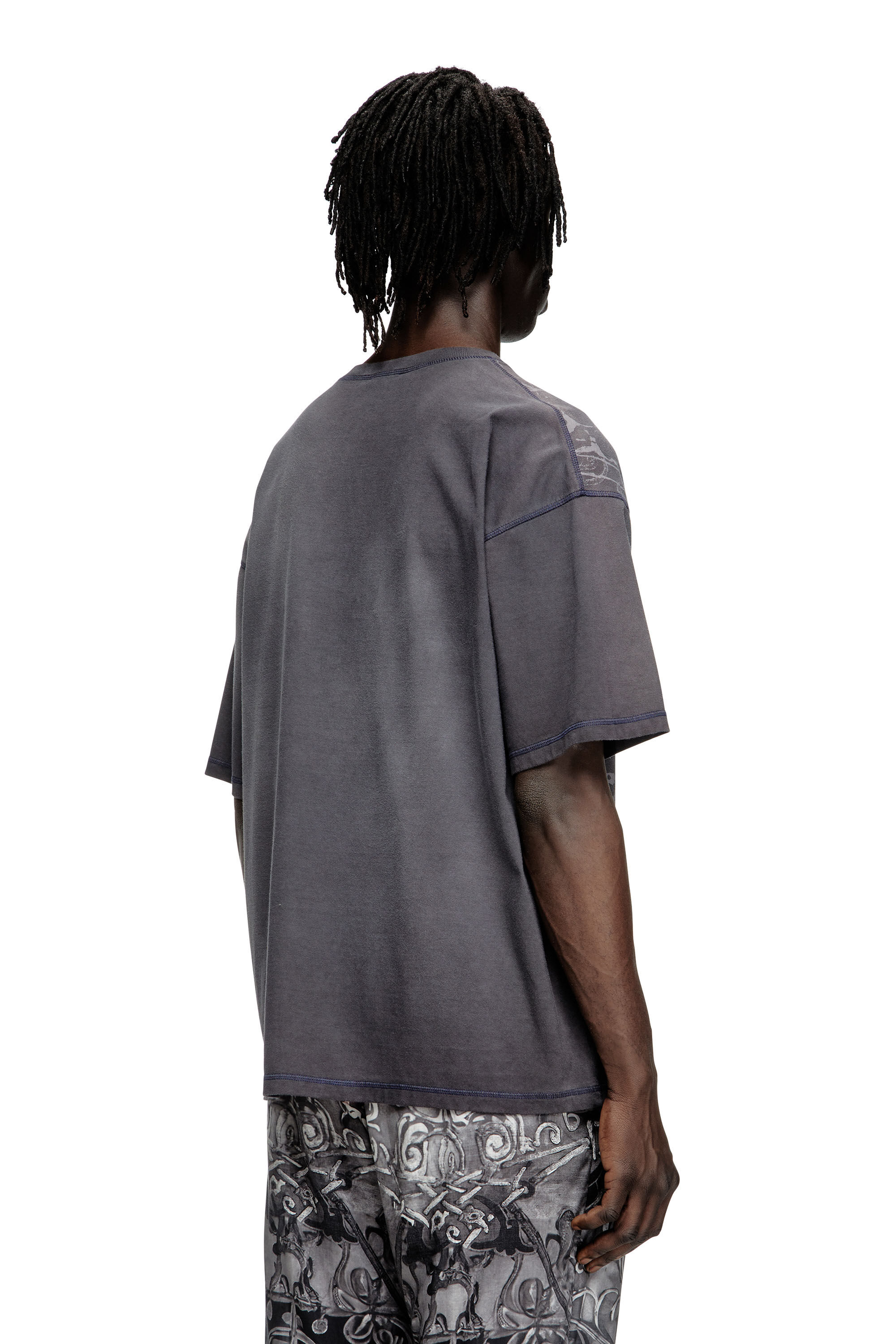 Diesel - T-BOXT-T13, Man's T-shirt with tonal medieval print in Black - 4
